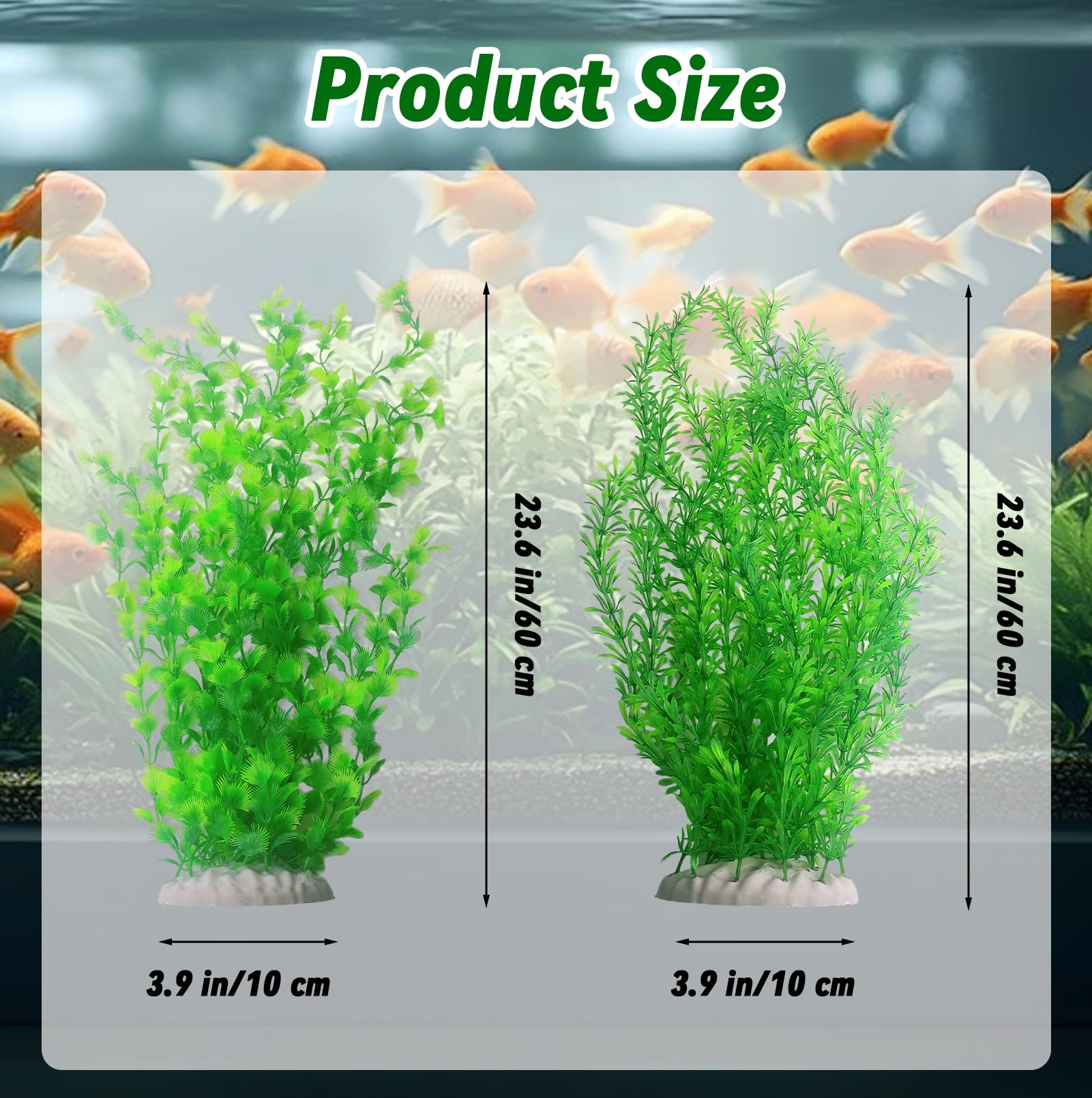 kathson 2PCS Extra Large Artificial Aquarium Plants,23 Inches Tall Fish Tank Decorations Plant Plastic Seaweed Decor Bendable Un
