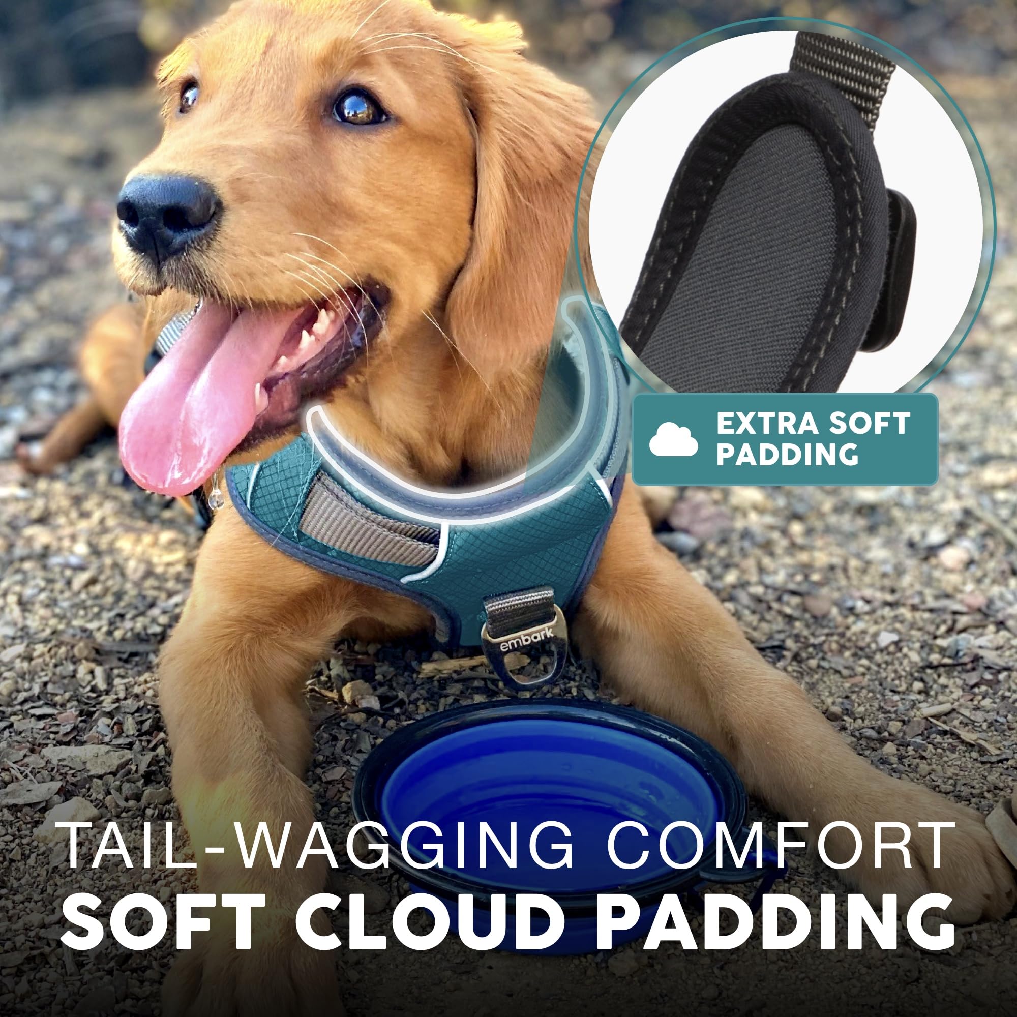 Embark Adventure Dog Harness, No-Pull Reflective Trim Dog Harness For Small, Medium & Large Dogs - Military Grade Nylon, 2 Leash