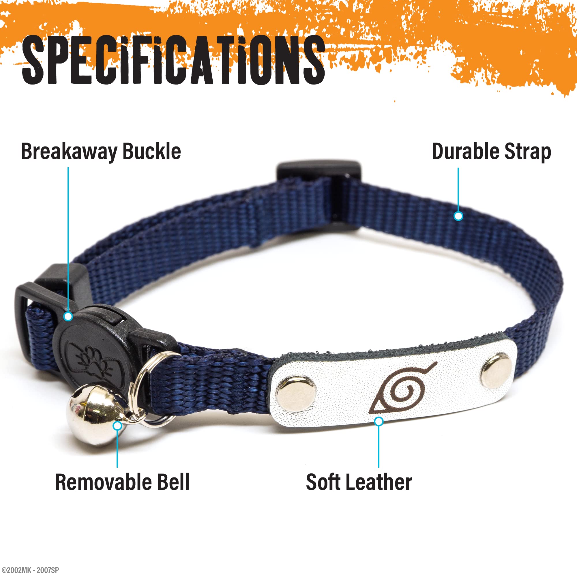 Naruto Cat Collars For Girl Cats, Boy Cats & Small Kitten Collar With Bell | Officially Licensed Naruto Shippuden Hidden Leaf Village Headband Breakaway Cat Collars For Naruto Gifts (Black, Ninja)