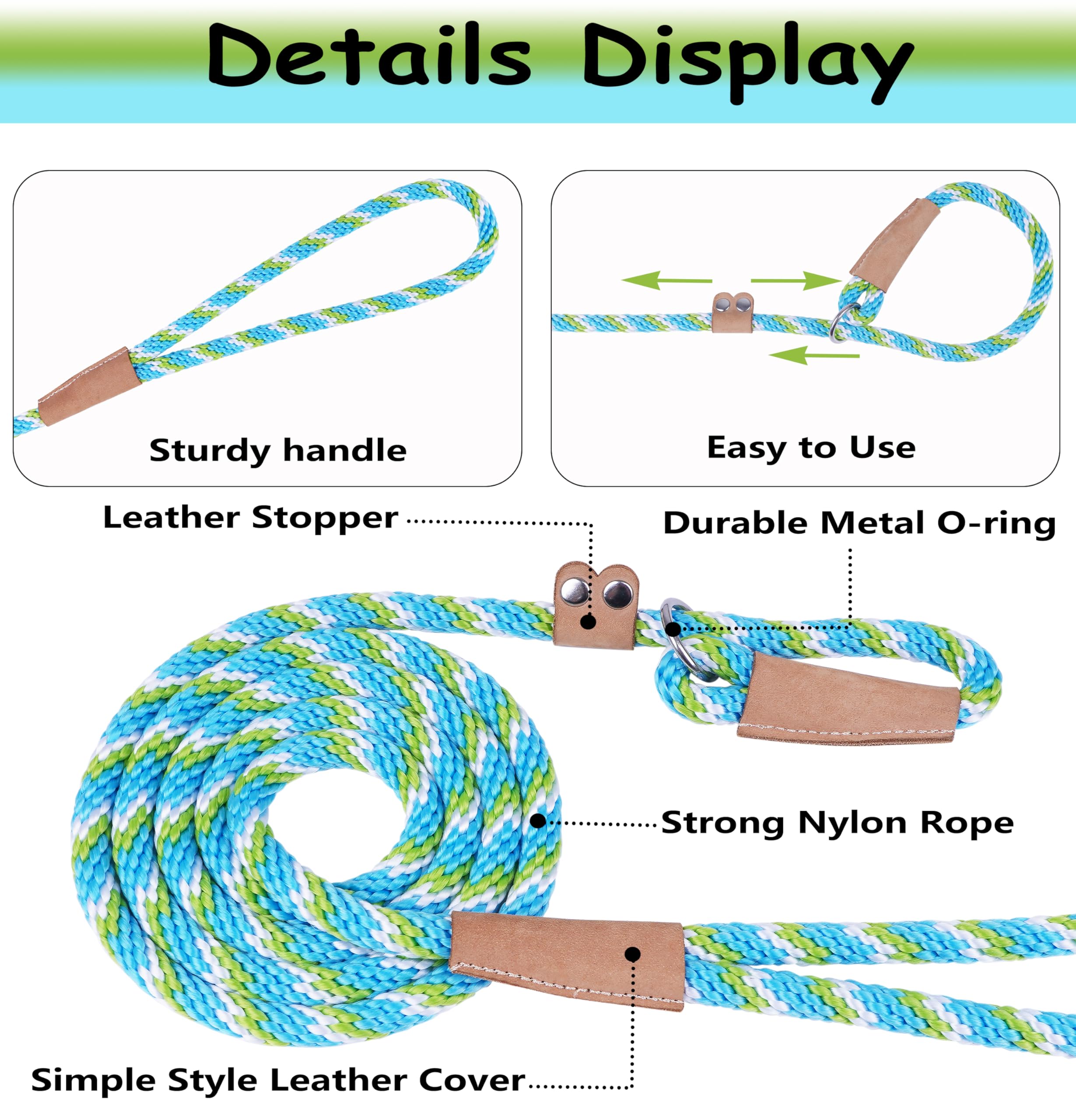 Slip Leads For Dogs 5 Ft Slip Leash Strong Dog Training Leash Lightweight Dog Slip Lead Comfortable Slip Lead Dog Leash Braided