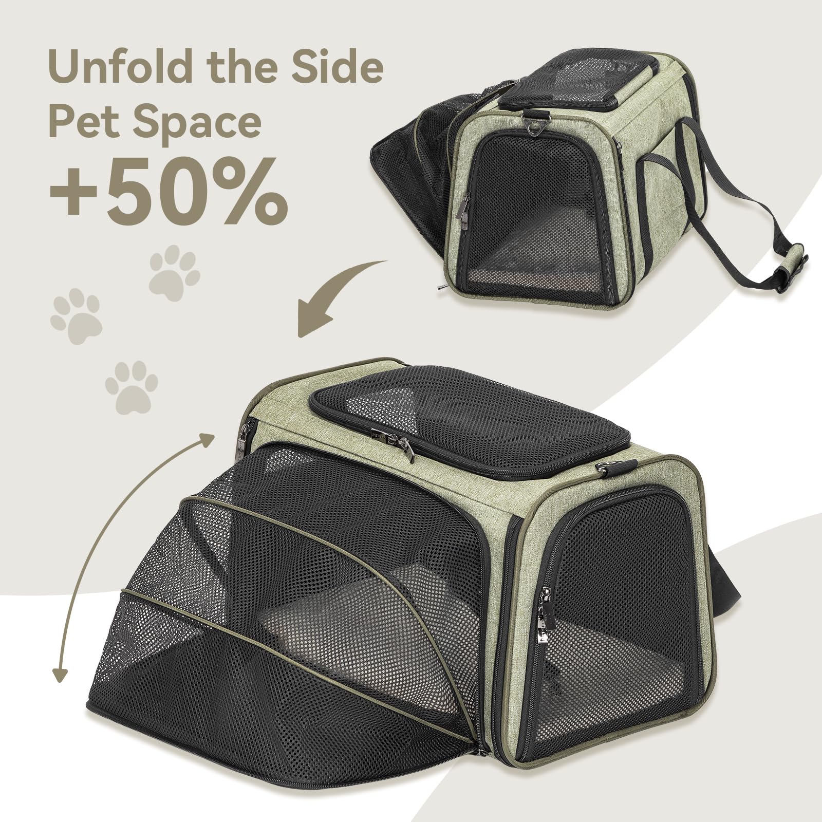 Petsfit Expandable Cat Carrier Dog Carrier,Airline Approved Soft-Sided Portable Pet Travel Washable Carrier For Kittens,Puppies,