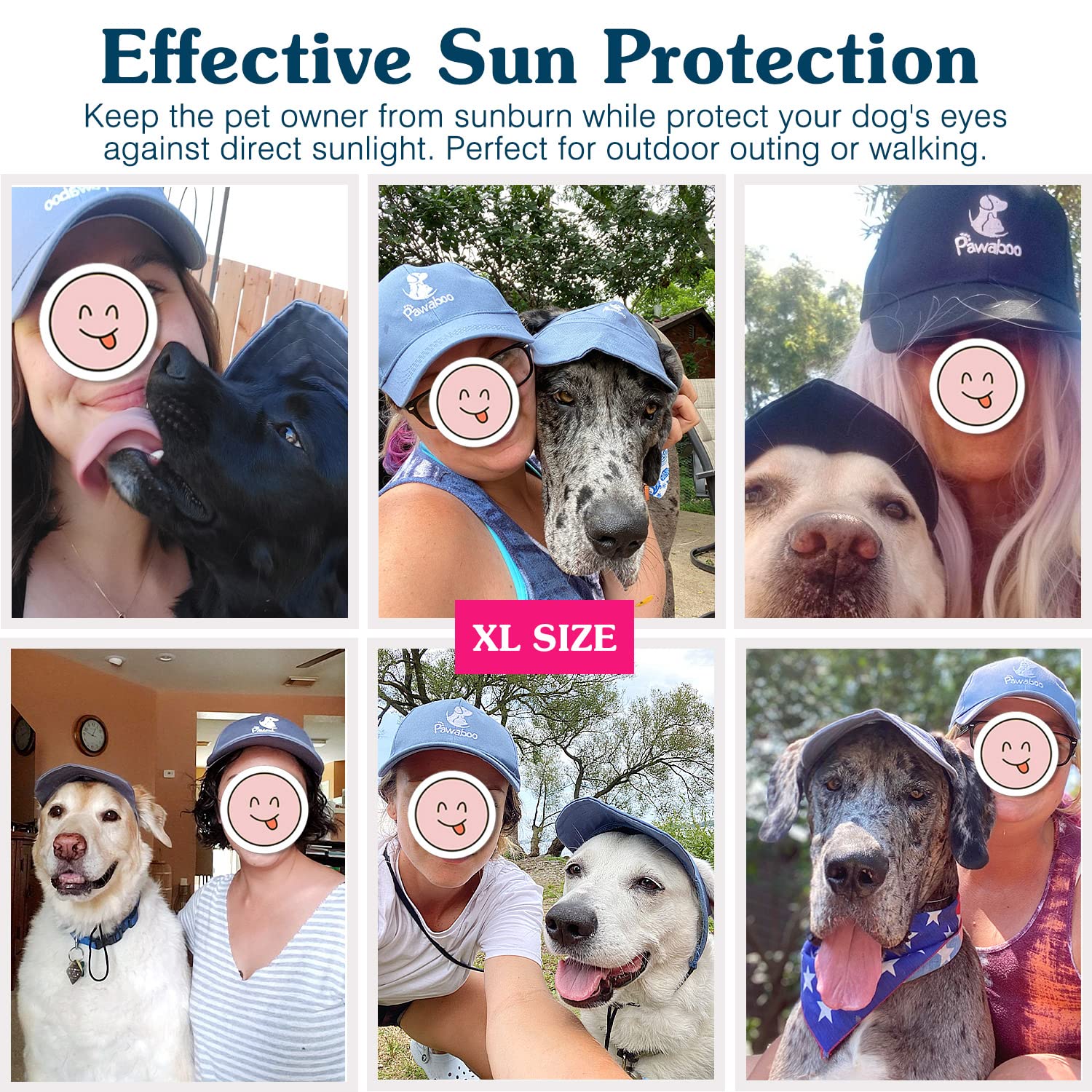 Pawaboo 2PC Owner and Dog Hat Set, Pet s Mom/Dad Baseball Cap Set, Dog Visor Cap Sun Protection Hats with Ear Holes and Adjusta