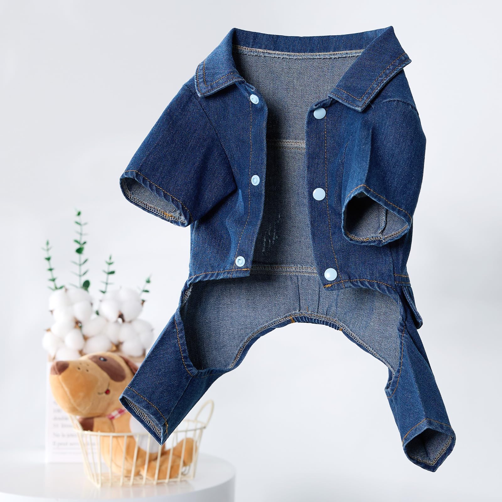 Cantuccistudio Fashionable Denim Dog Jacket, Suitable For Small To Medium-Sized Dogs To Wear All Year Round, Machine Washable (X