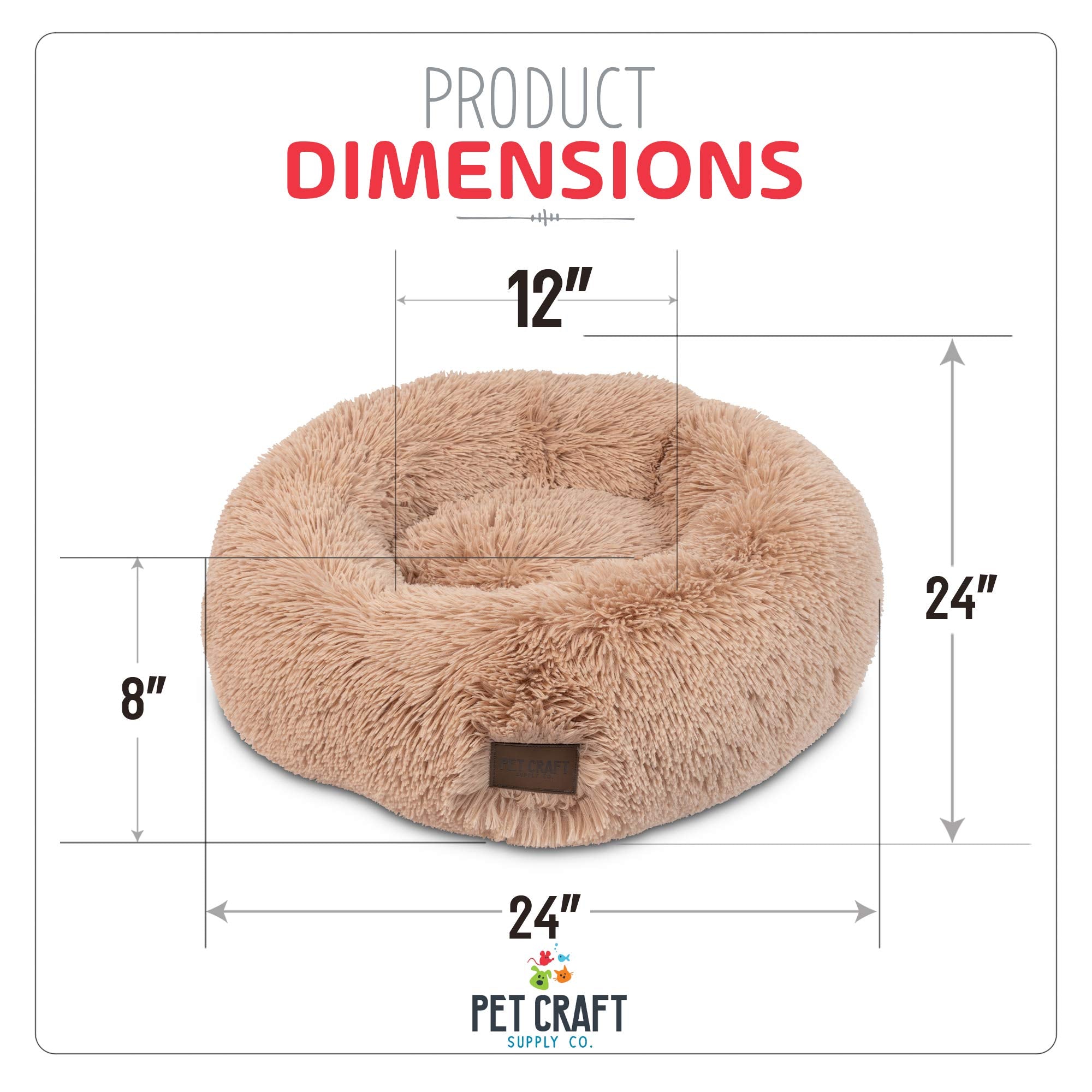 Pet Craft Supply Ultra Plush Calming Anti-Anxiety Pet Bed - Includes Super Soft Comfort Blanket - Great Medium Dog, Puppy And Cat Bed