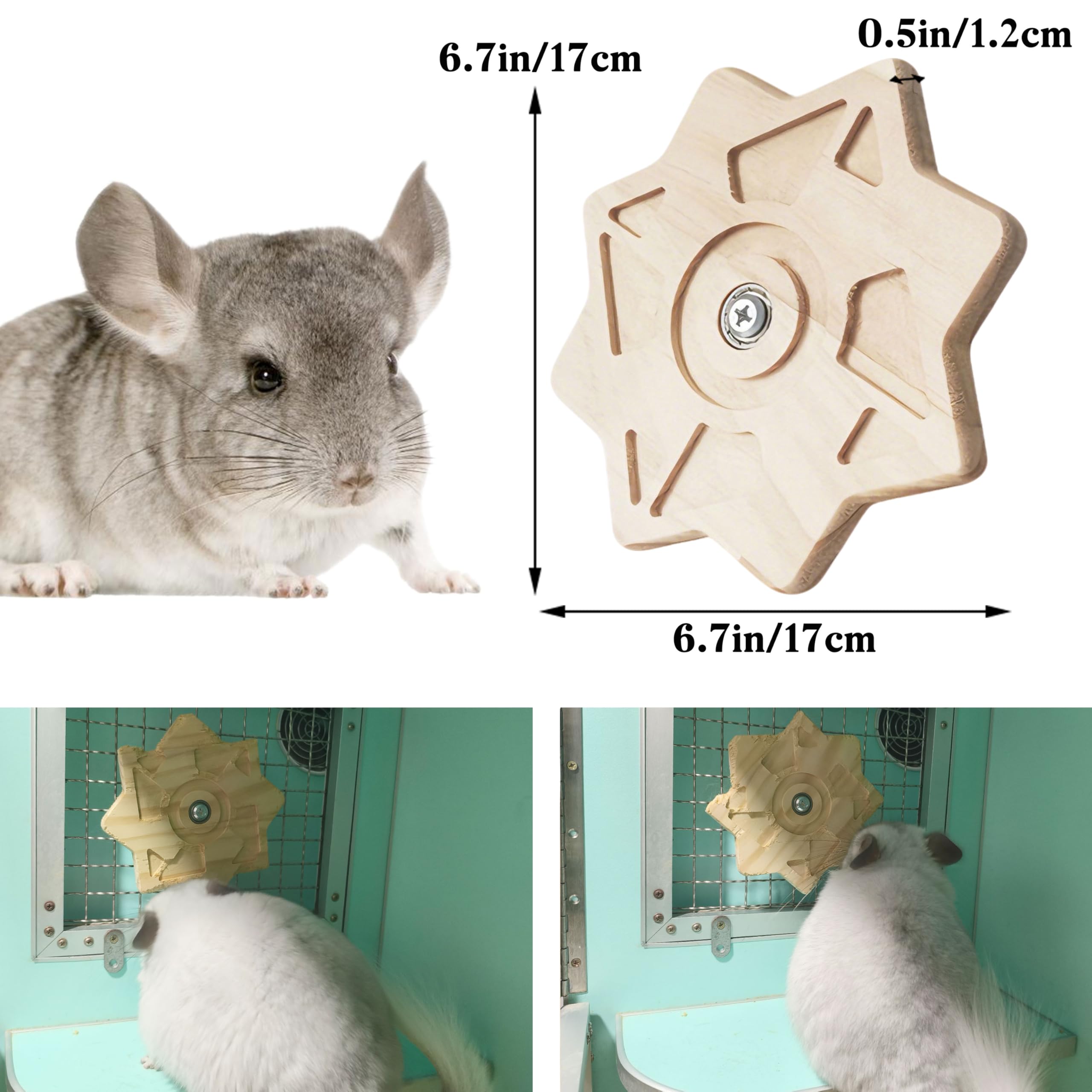 Jevnd Rotating Natural Wood Chinchilla Chew Toys For Teeth, Interactive Enrichment Toys, Hanging Exercise Chinchilla Toys For Ca