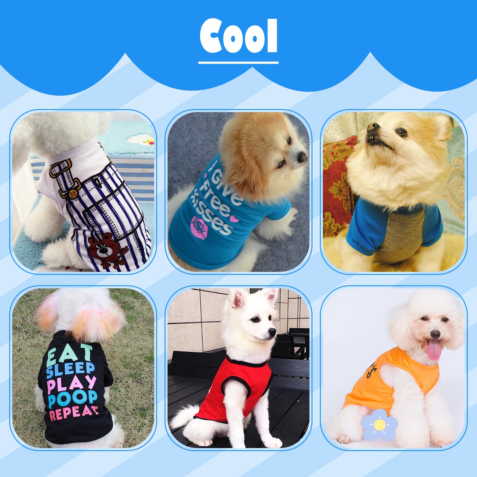 Katolk 6 Pack Dog Clothes For Small Dogs Boy And Girl, Soft And Breathable Puppy Kitten Dog Shirts With Letters For Pet Cats, Su