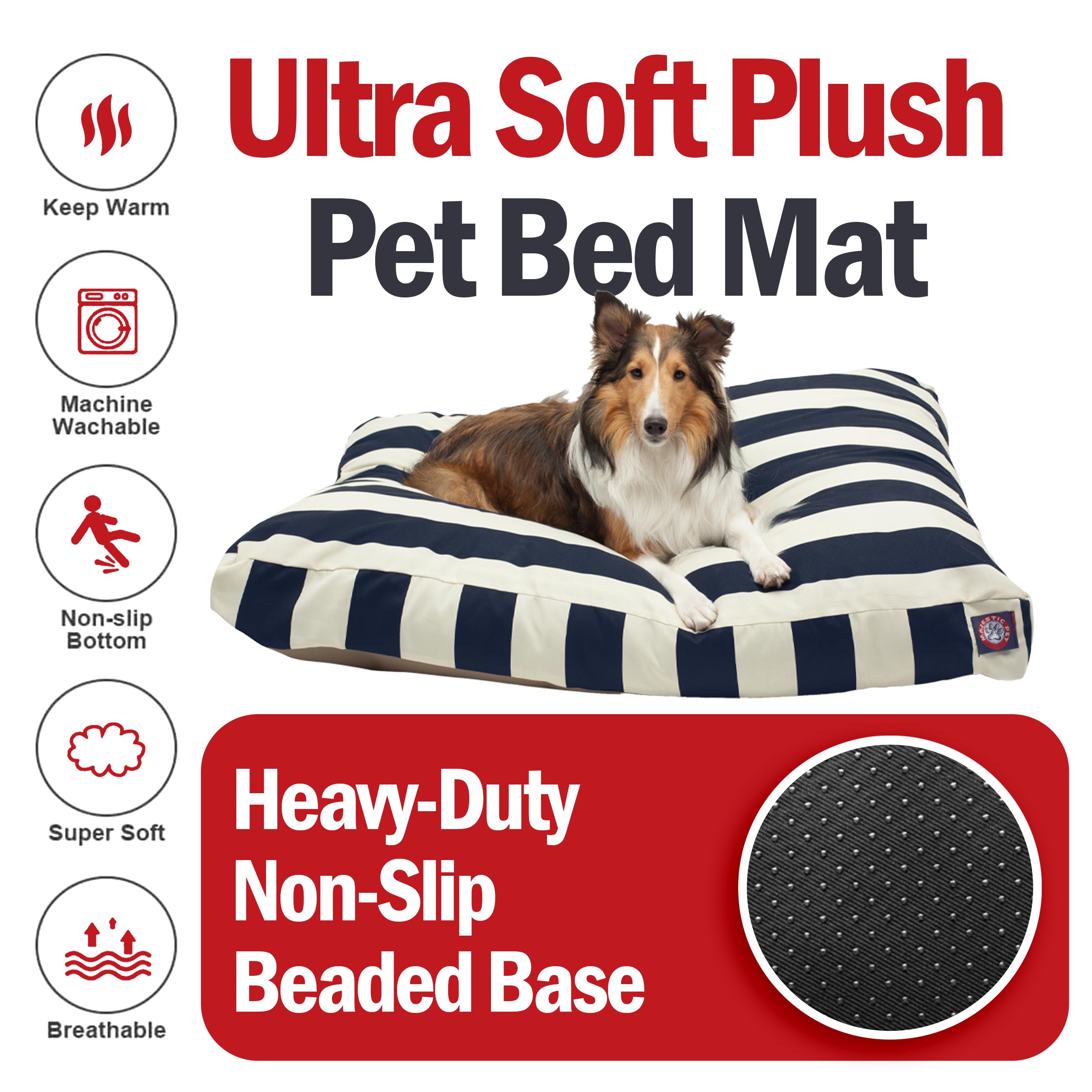 Majestic Pet Rectangle Large Dog Bed Washable - Non Slip Comfy Pet Bed - Dog Crate Bed with Removable Washable Cover - Dog Kenne