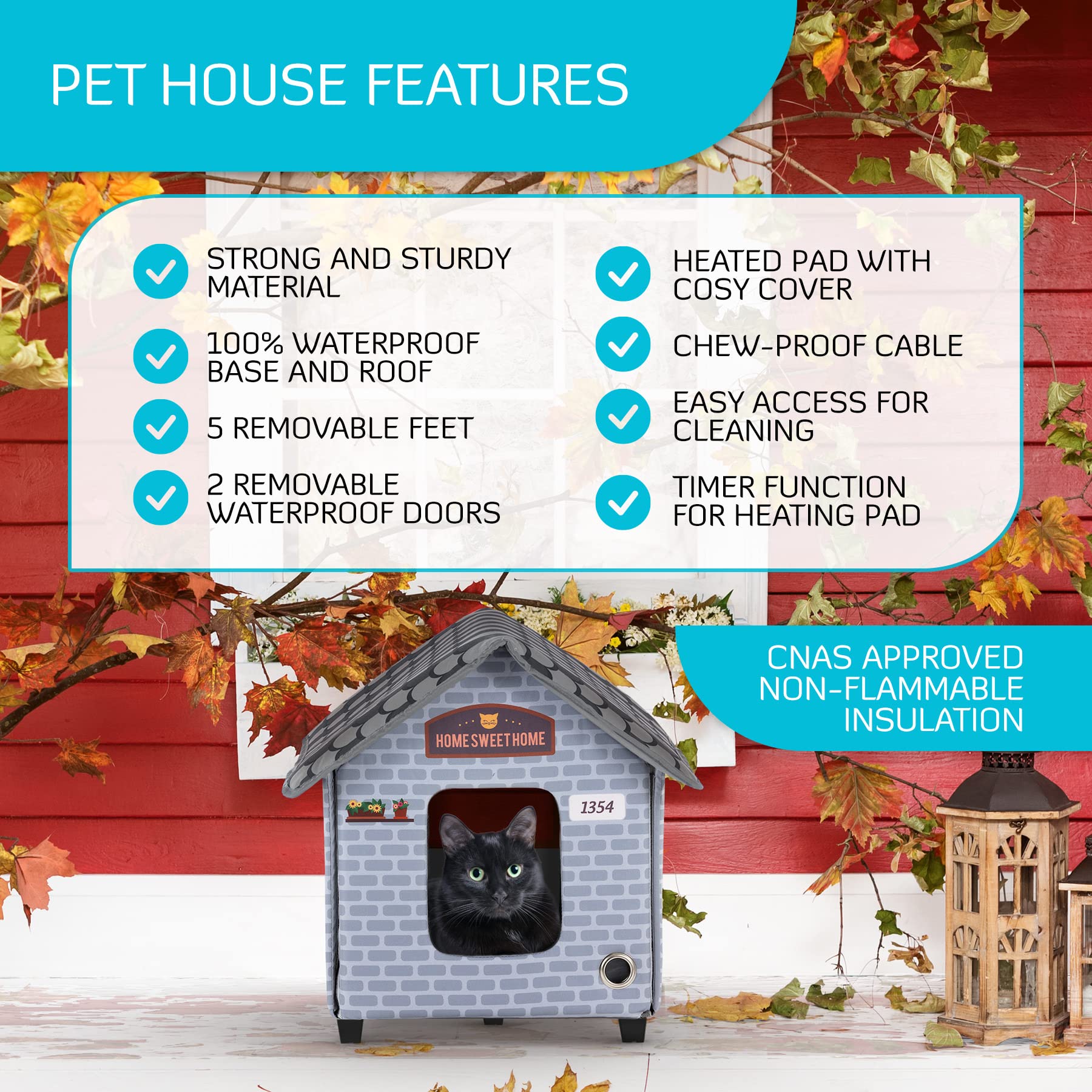 Petyella Heated Cat Houses For Outdoor Cats In Winter - Heated Outdoor Cat House Weatherproof - Outdoor Heated Cat House - Easy To Assemble