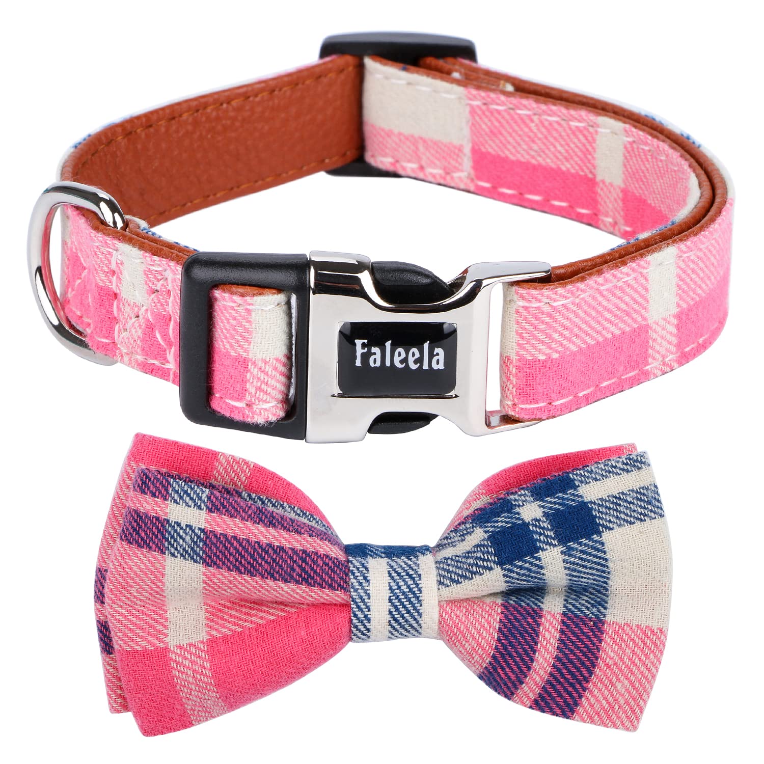 Faleela Soft &Comfy Bowtie Dog Collar,Detachable And Adjustable Bow Tie Collar,For Small Medium Large Pet (Large(Pack Of 1), Pink)