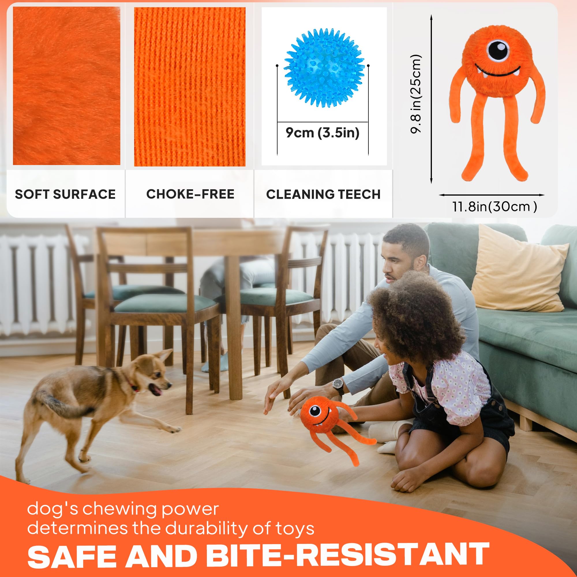 Fida Dog Chew Toys For Aggressive Chewers(3In1), Squeaky Dog Toys For Large Dogs, Interactive Dog Toys To Keep Them Busy, Dog Ba