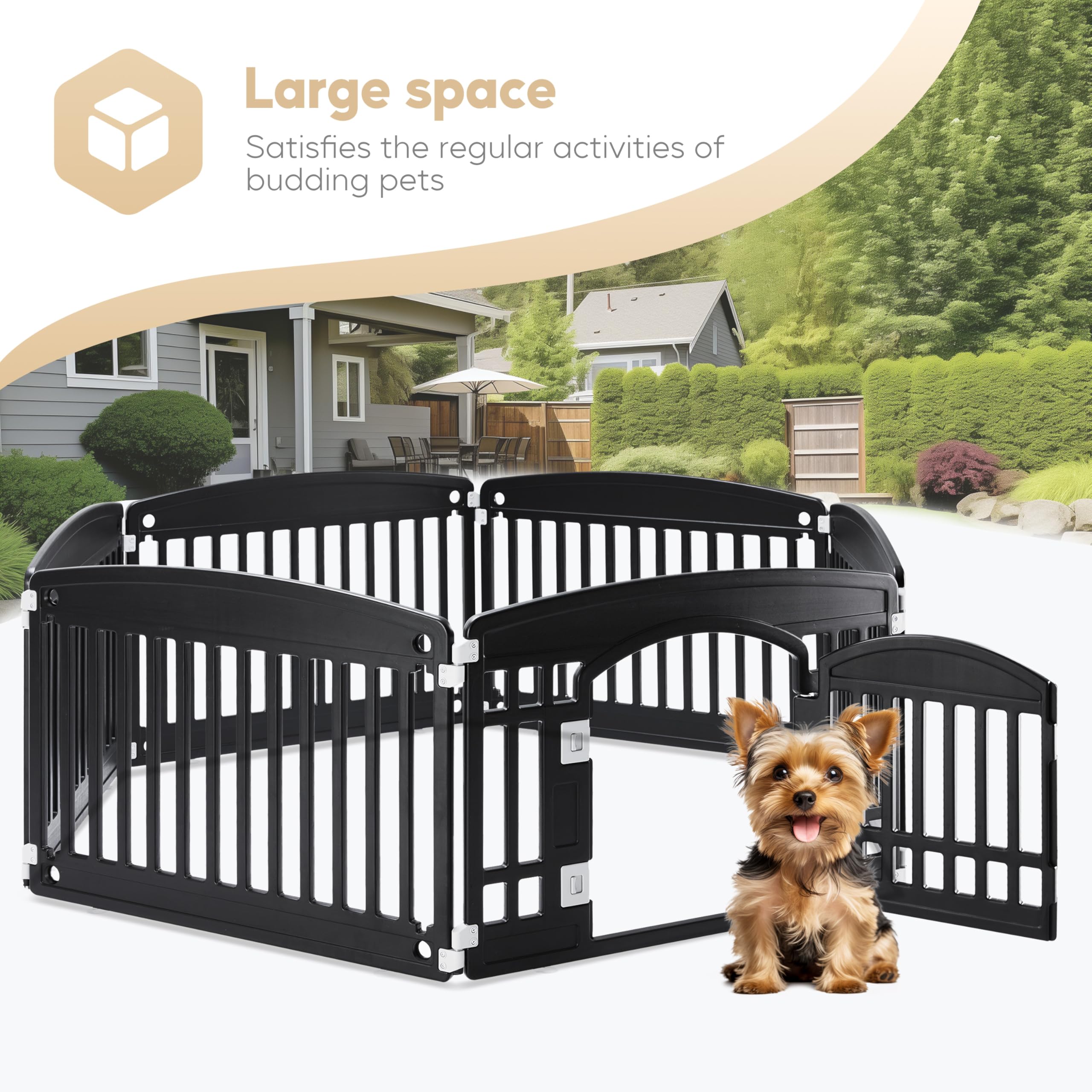 Simple Deluxe Plastic Dog Playpen, 24 Exercise 6-Panel Pet Playpen With Door, Safe And Secure, Folding And Portable Puppy Play