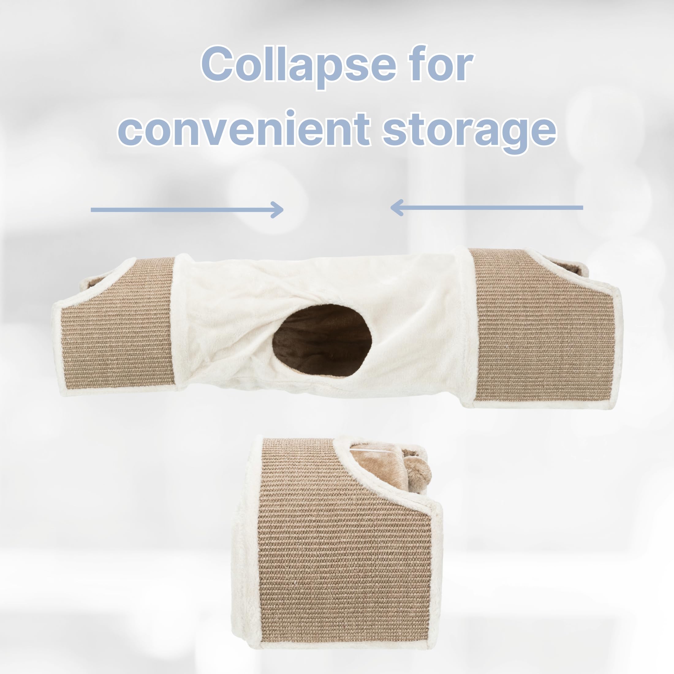 Trixie Cat Tunnel For Indoor Cats - Cozy Peekaboo Cat Cave Including Dangling Cat Toys - With Sturdy Sisal Scratching Surfaces - Collapsable And Easy To Store Cat Tube - In Cream