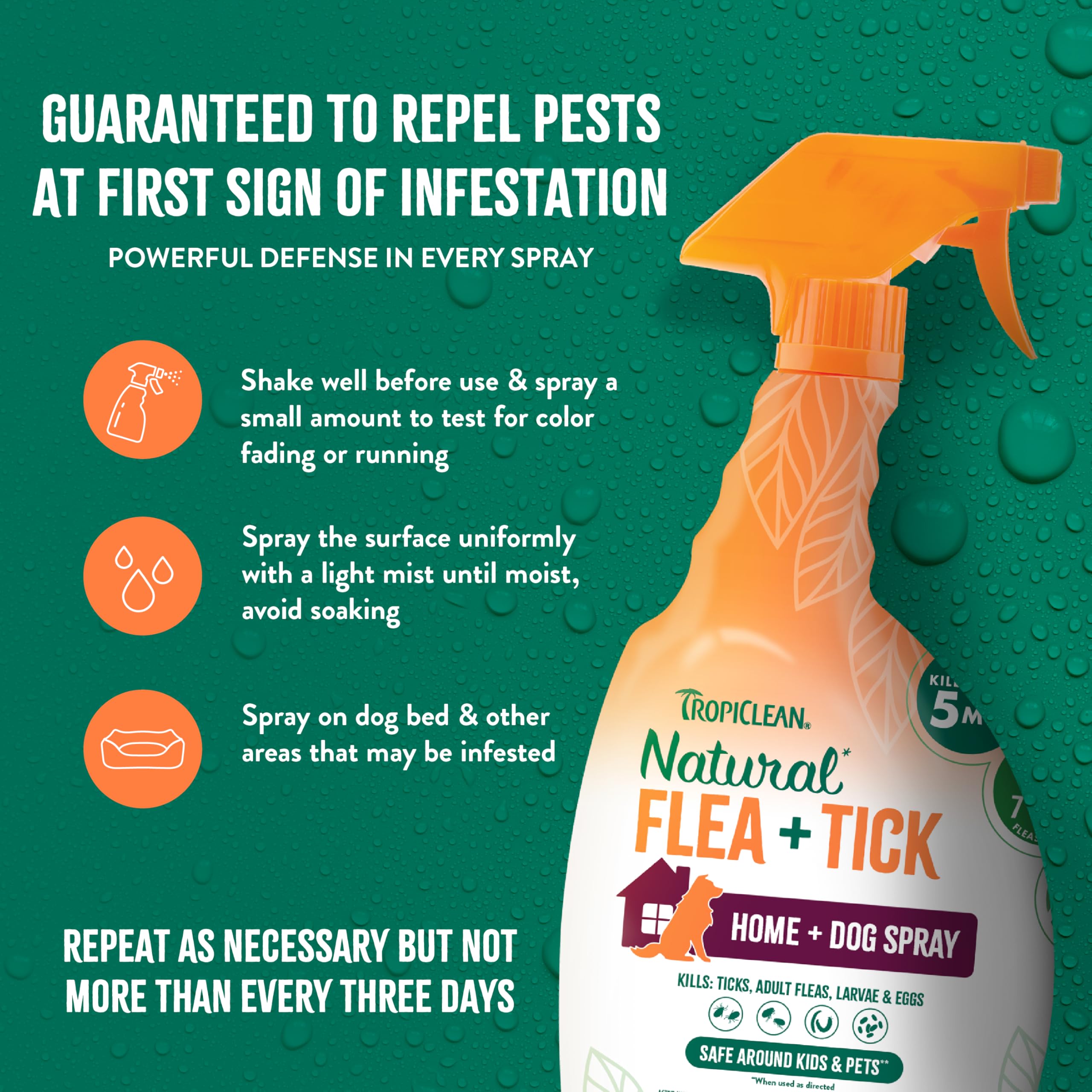 TropiClean Max Strength Flea and Tick Treatment Spray for Home, Safe Prevention Around Kids, Powerful & Natural Defense, Made in