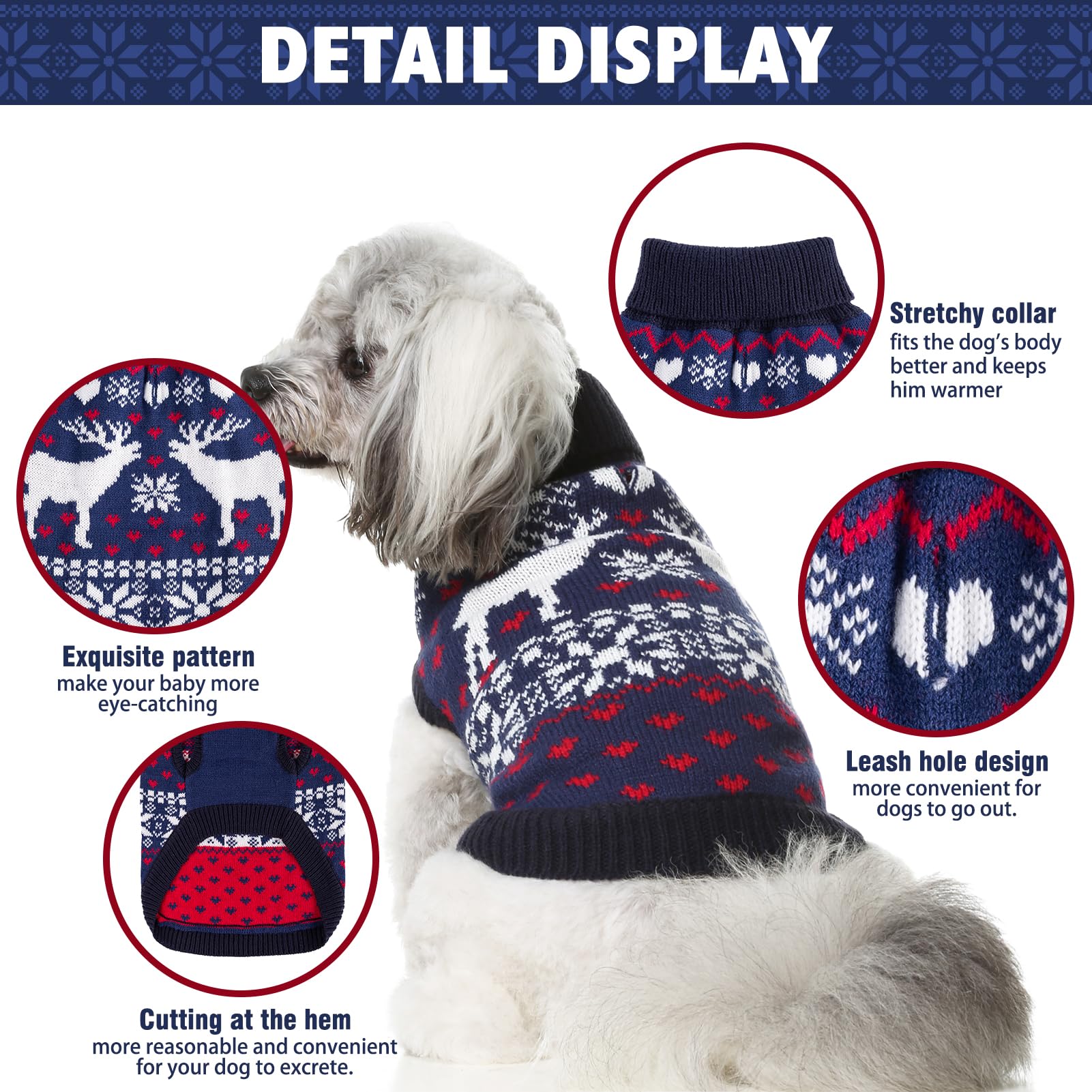 Scenereal Dog Girls Boys Sweater, Turtleneck Pullover Winter Dog Clothes - Christmas Outfit, Knitwear For Dachshund, Yorkie, Chi