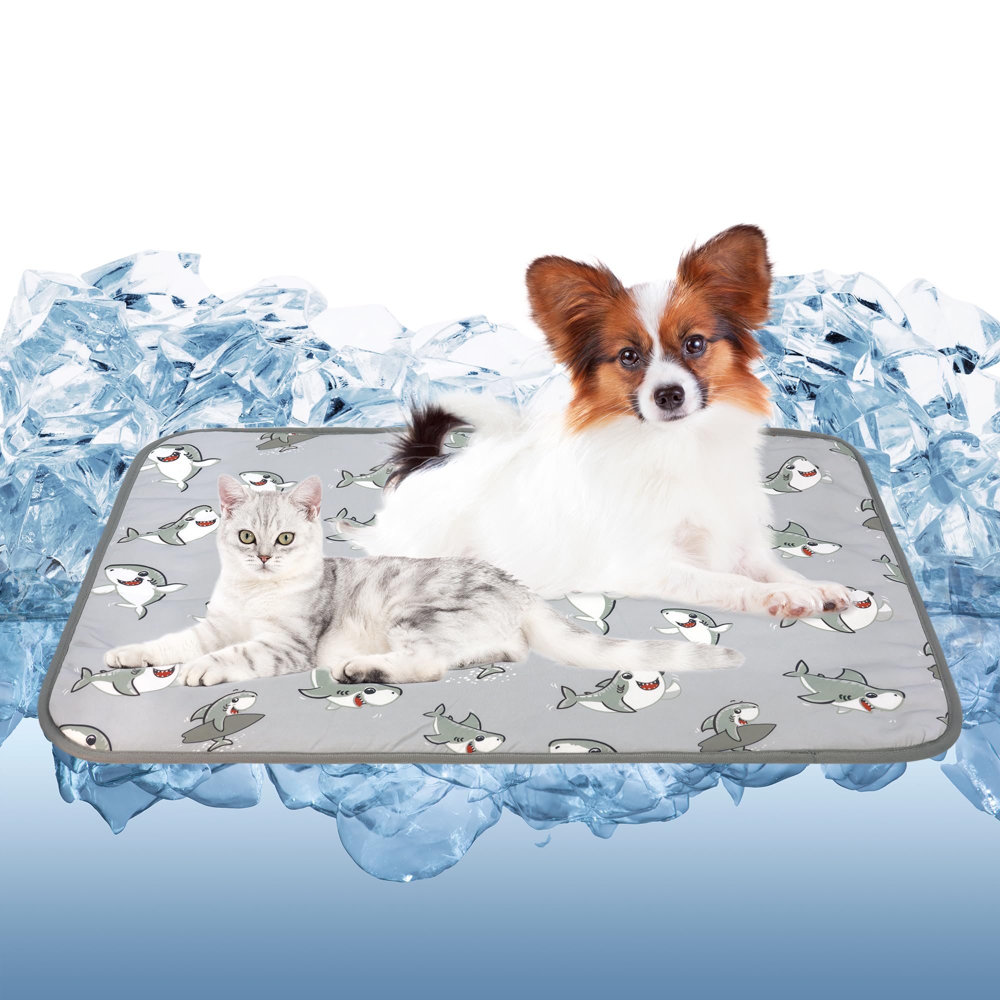 Delifur Cat Cooling Mat- Pet Cooling Mat Outdoor For Dogs Self Pad For Kitten Cat Puppy Machine Washable (Medium, Grey Shark)