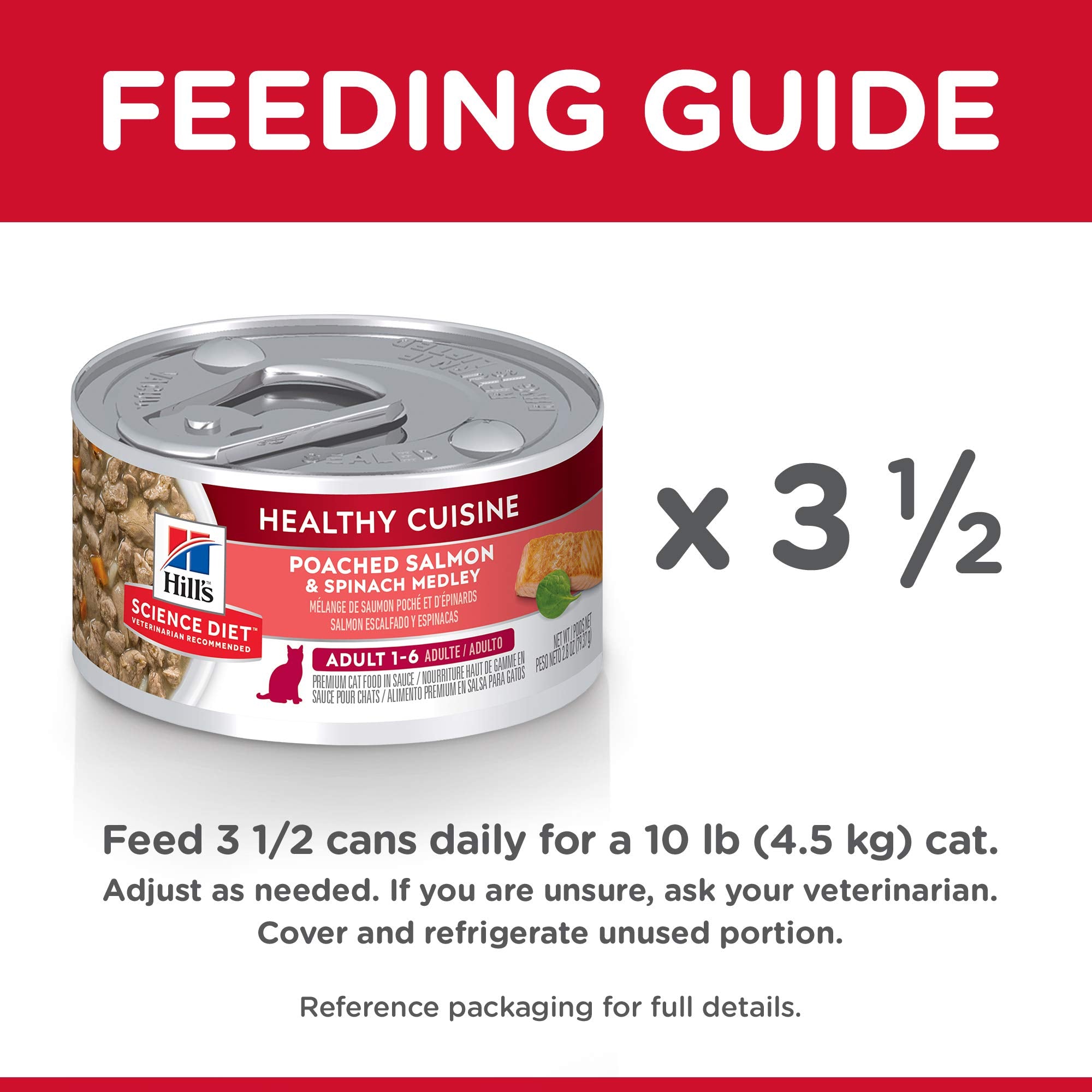 Hills Science Diet Healthy Cuisine, Adult 1-6, Great Taste, Wet Cat Food, Patched Salmon & Spinach Stew, 2.8 oz Can, Case of 24