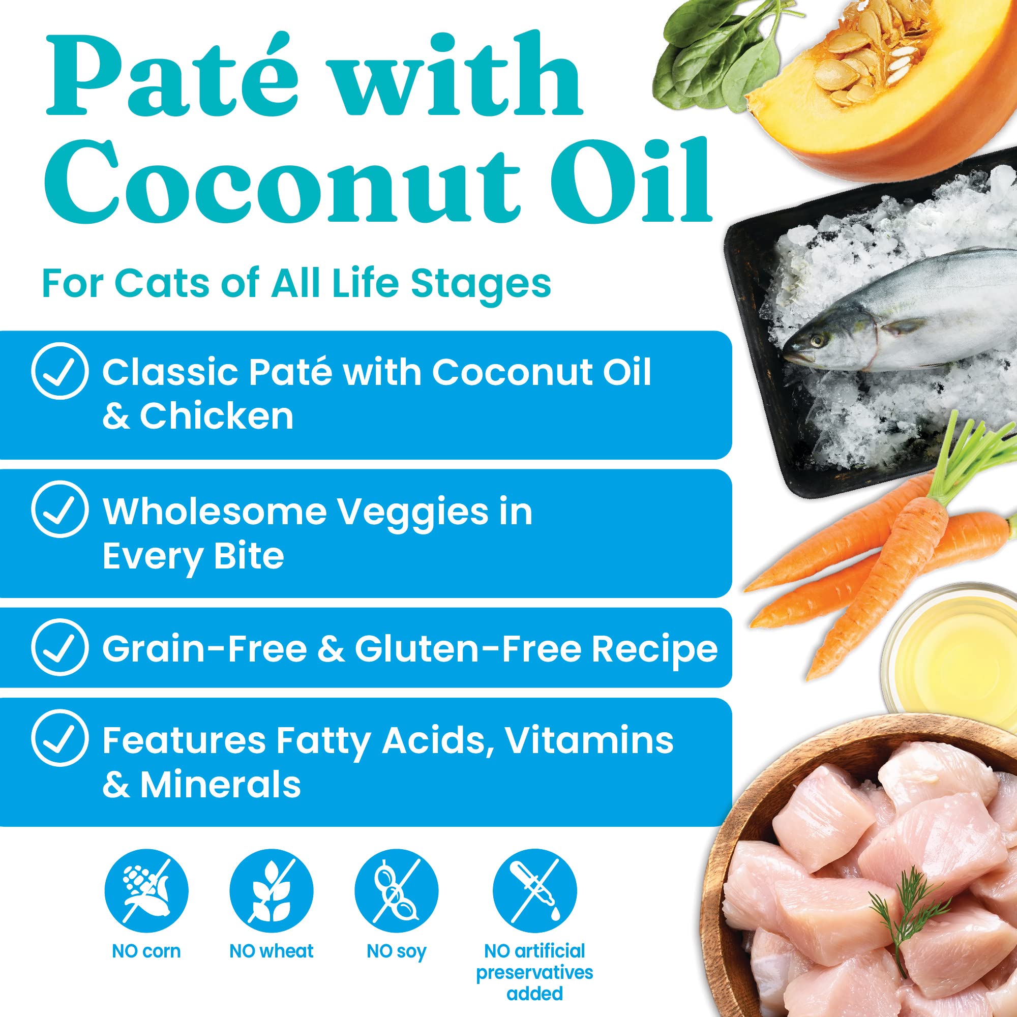 Solid Gold Wet Cat Food Pate - Real Chicken & Coconut Oil, Grain-Free, High Protein, 3oz (Pack of 24), Ideal for Adult & Senior Cats