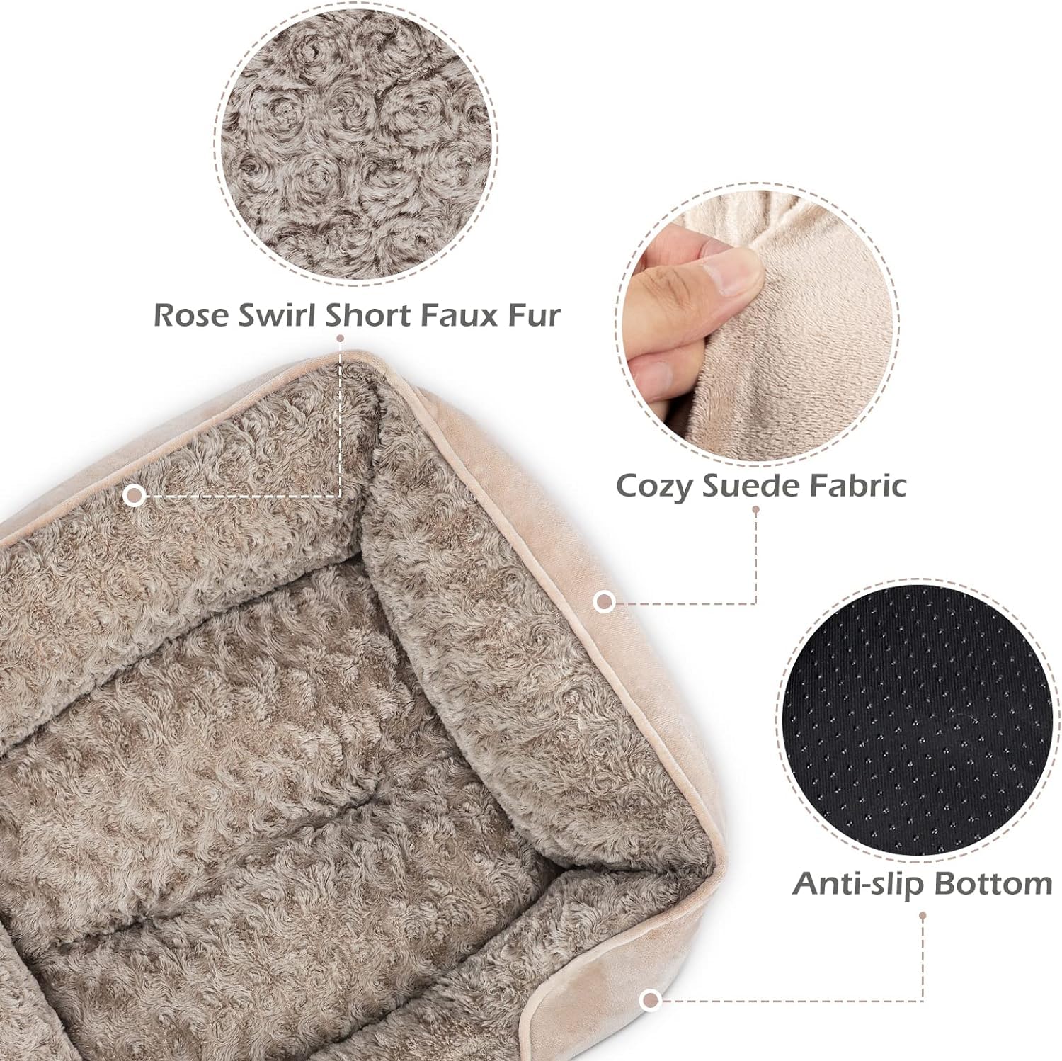 Invenho Xx-Large Dog Bed For Large, Medium, Small Dogs - Rectangle, Washable, Orthopedic, Soft, Calming, Durable Pet Cuddler Wit