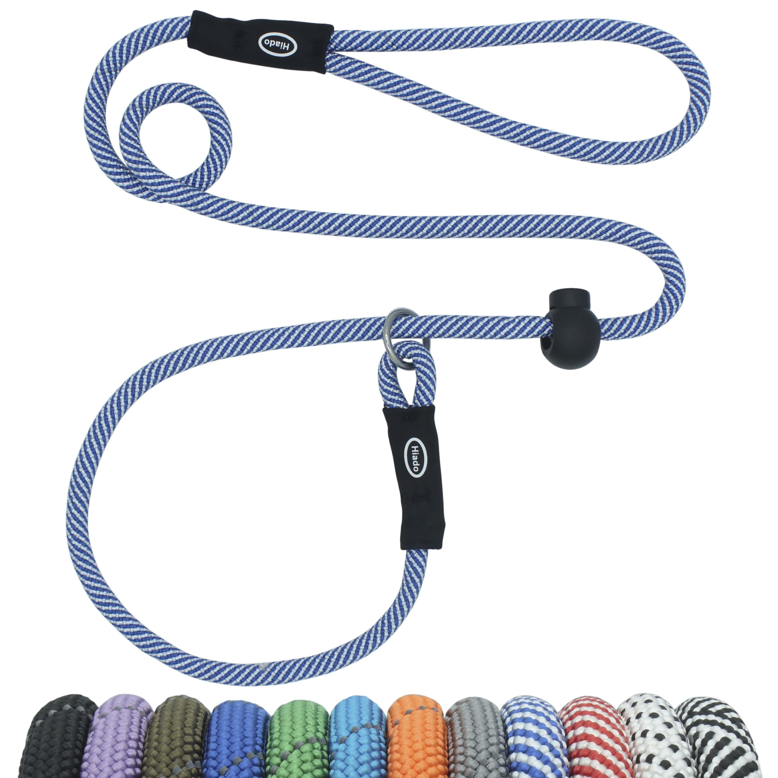 Hiado Slip Lead Dog Leash With Stopper Loop Rope Training No Pull For Small Medium Large Dogs 4Ft Blue White