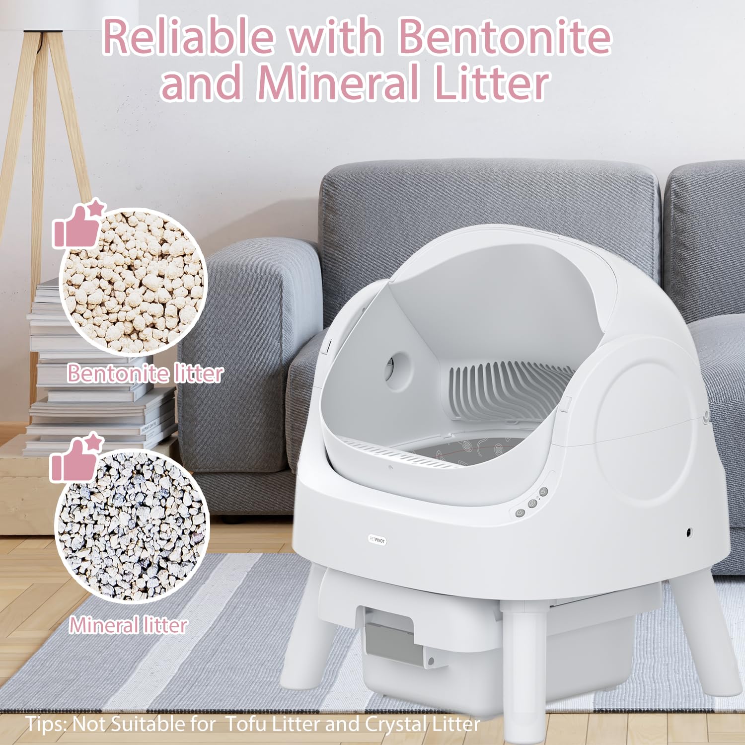 Autoscooper 11 Self Cleaning Litter Box, Open-Top Design For Multiple Cats, Integrated Safety Protection, White (Manufactured By