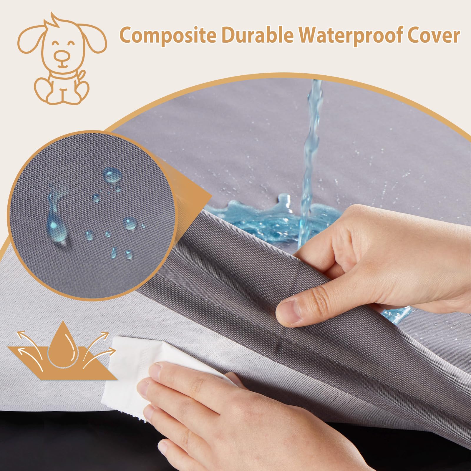 Bfpethome Outdoor Dog Bed For Large Dogs, Waterproof, Orthopedic With Removable Washable Cover, Egg Crate Foam Mat (47 X 29 In,