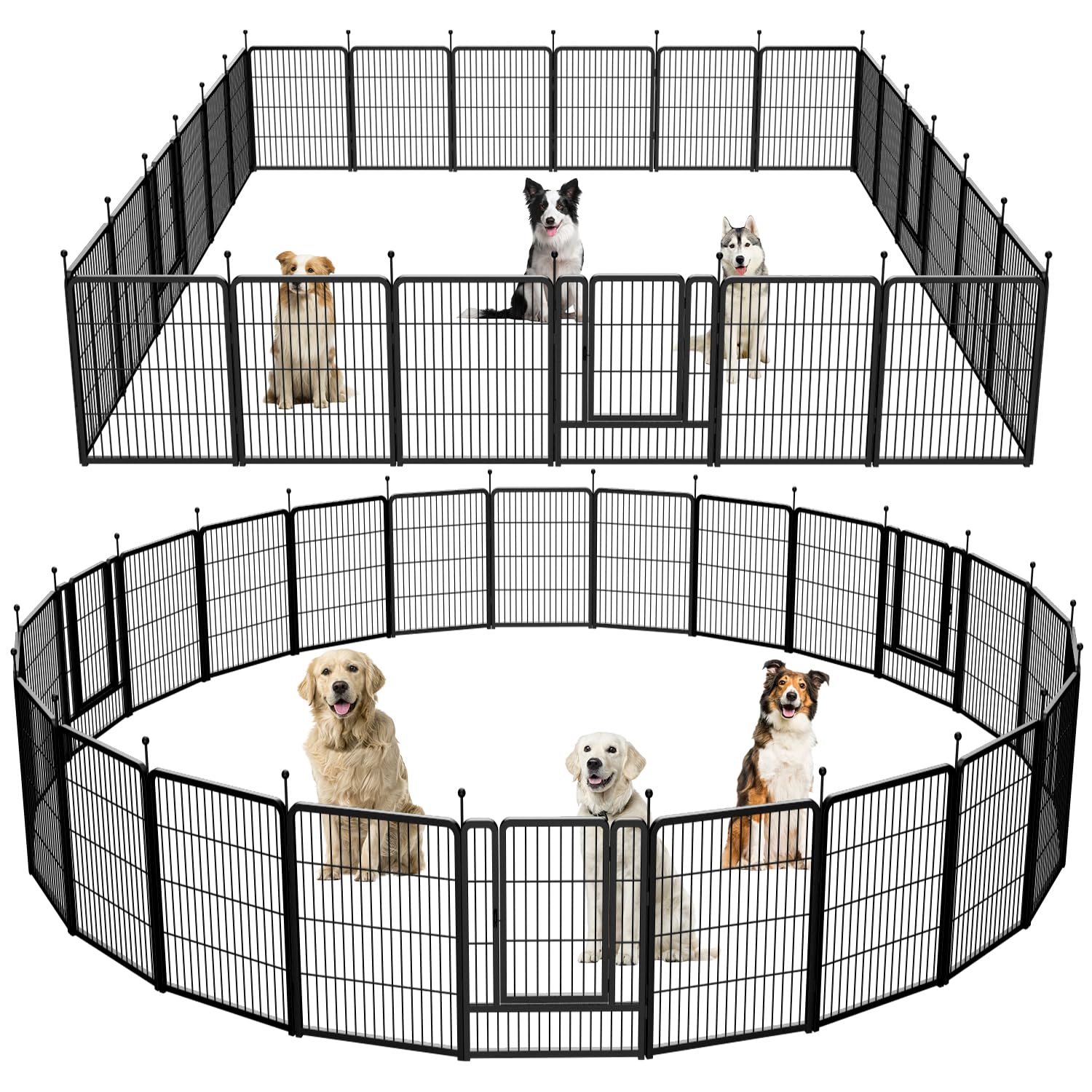 Dog Playpen,Portable Outdoor Dog Fence, Dog Playpen For Large/Medium/Small Dogs, Dog Fences For The Yard,With Doors Foldable Met