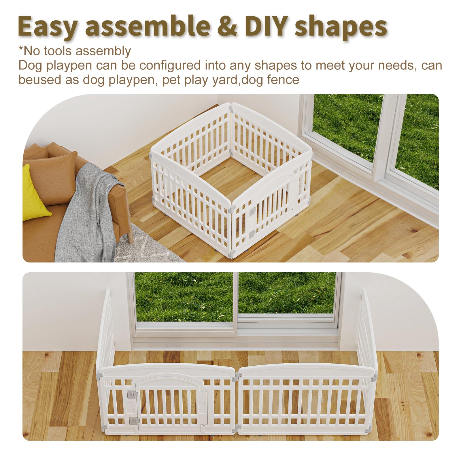 Pet Playpen With Door Dog Playpen Foldable Puppy Playpen For Puppies And Small Dogs 4-Panels Easy Assemble Easy Storing For Indo