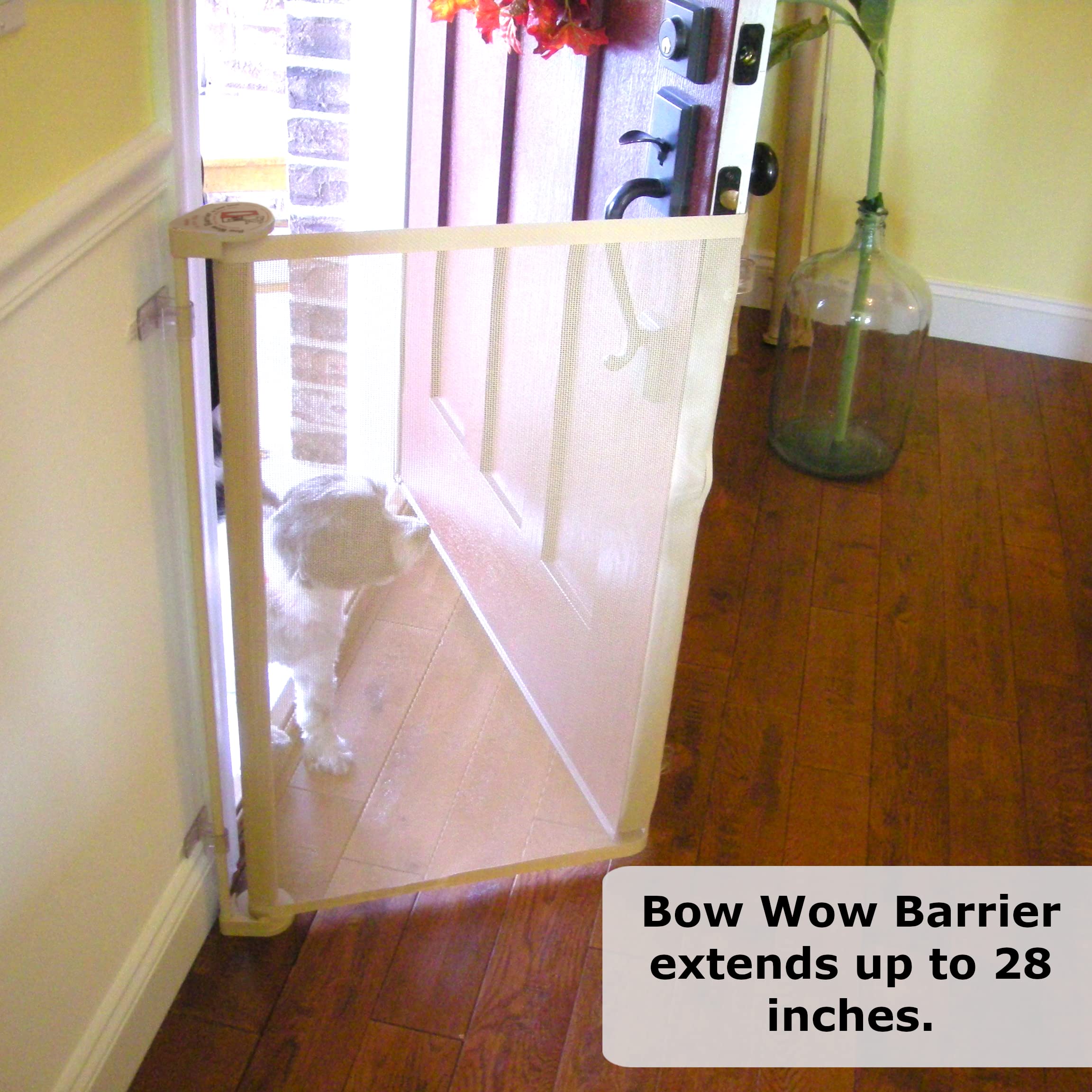 Bow Wow Barrier 28” White By Smart Retract: Retractable Door Barrier For Pets