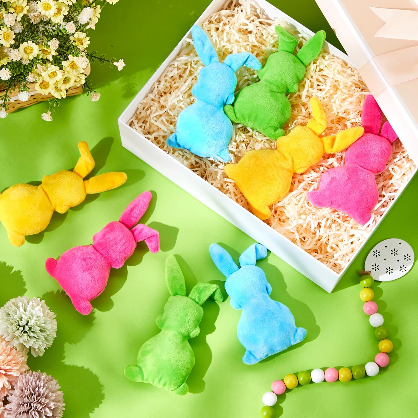 Leyndo 12 Pieces Easter Toys For Dogs Pastel Colors Bunny Dog Toys 6 Inch Easter Squeaky Dog Toys 6 Inch For Small Medium Large