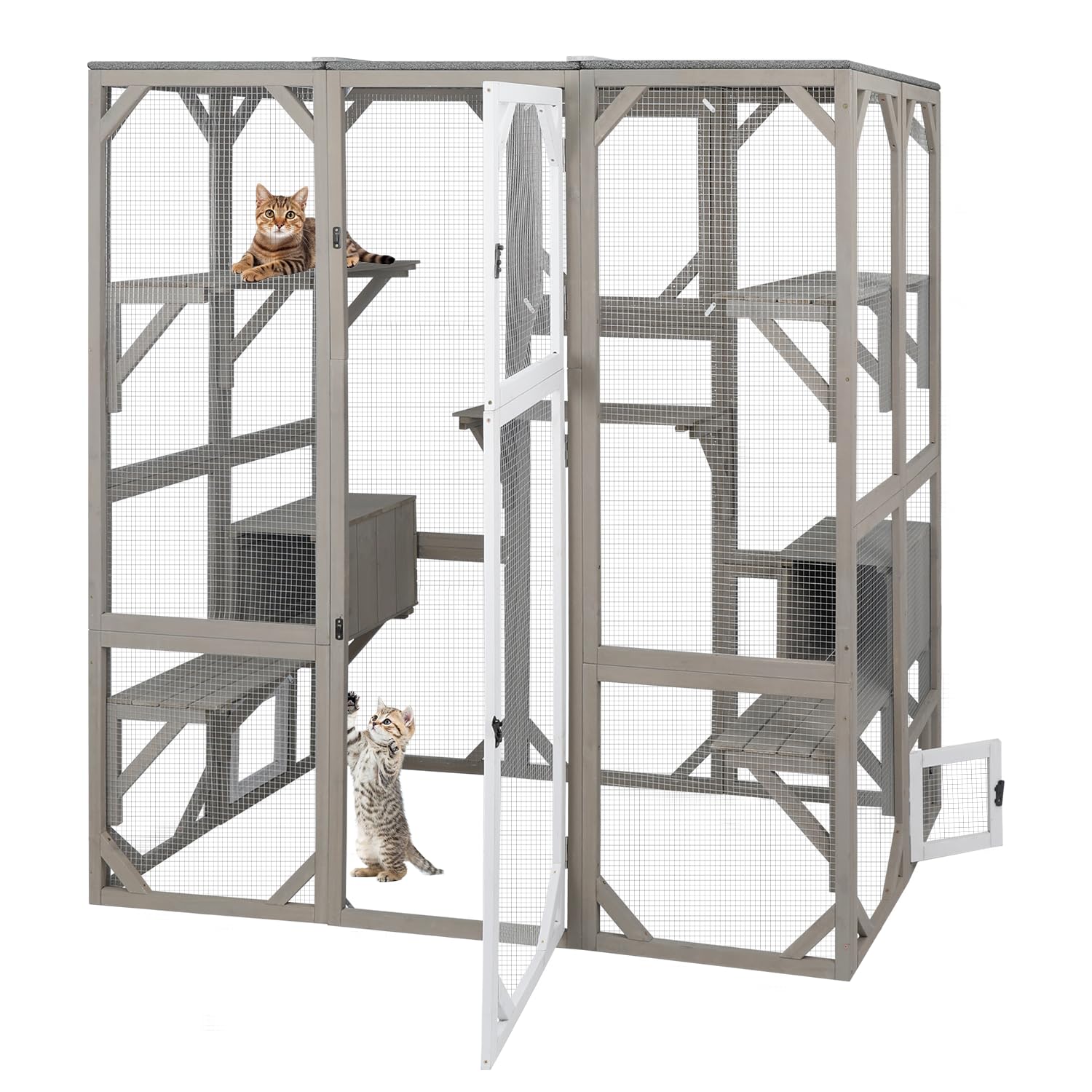 Ketive Catio Outdoor Cat Enclosure Cat House, Cat Cage Condo Indoor Playpen Kitty House Shelter With Multi Platforms, Waterproof
