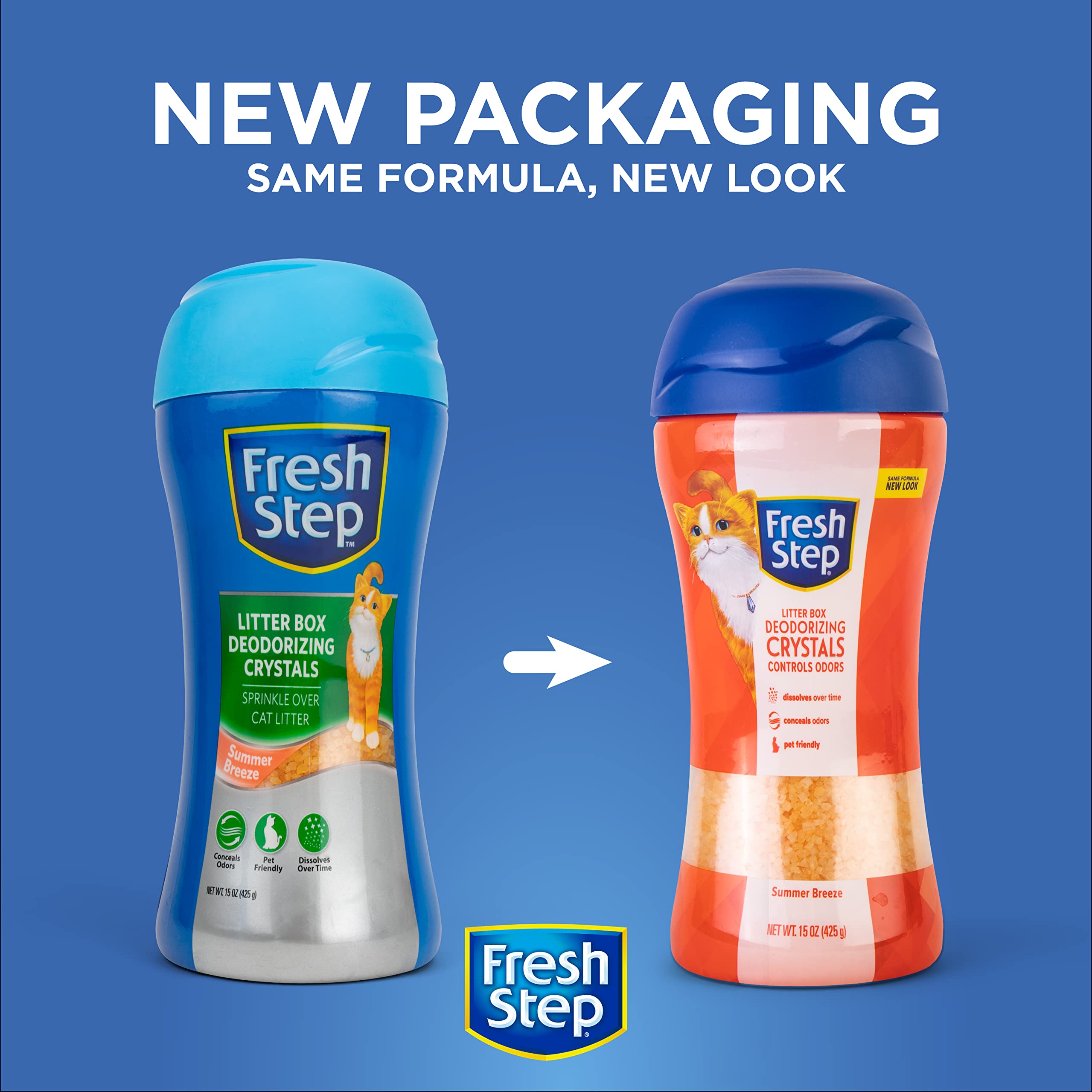 Fresh Step Cat Litter Crystals In Summer Breeze Scent | Cat Litter Box Deodorizer Which Combats Odors And Neutralizes Smells To Keep Your Home Clean, 15 Ounces, Packaging May Vary