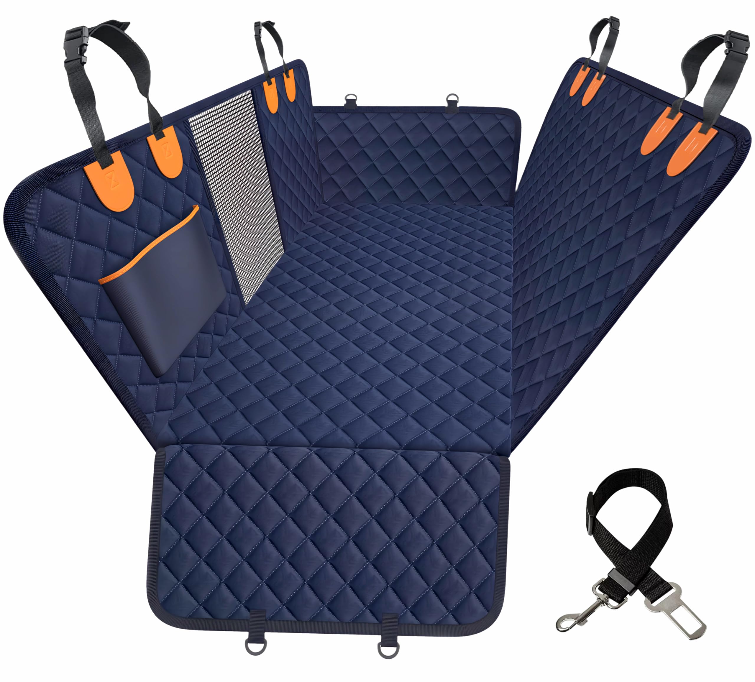 Back Seat Extender For Dogs, Hard Bottom Car Seat Cover For Dogs. Hammock Style, Large Space, Holds 420Lbs, Sturdy, Waterproof F