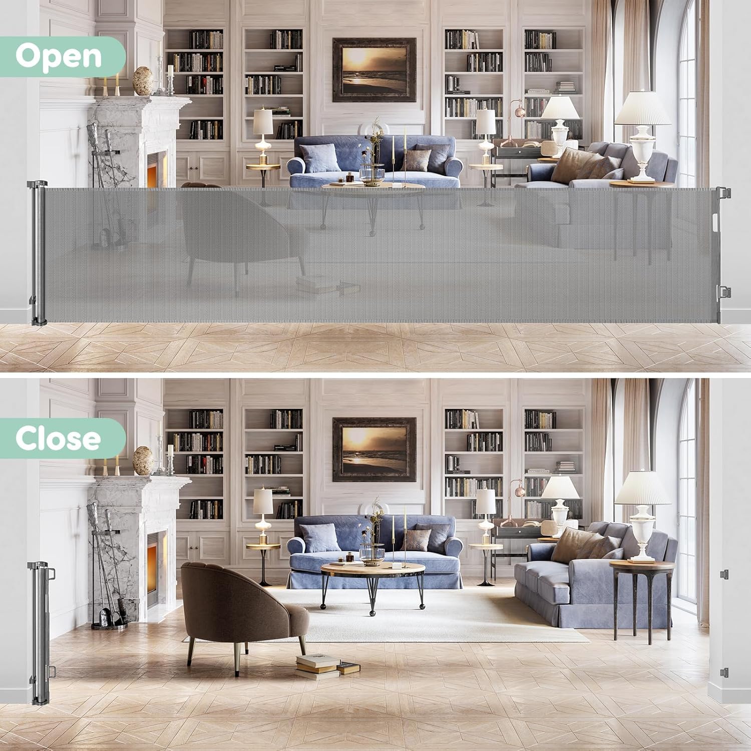 115 Inch Retractable Pet Gate for Dogs & Puppies - Extra Wide & Long Baby & Child Safety Gate