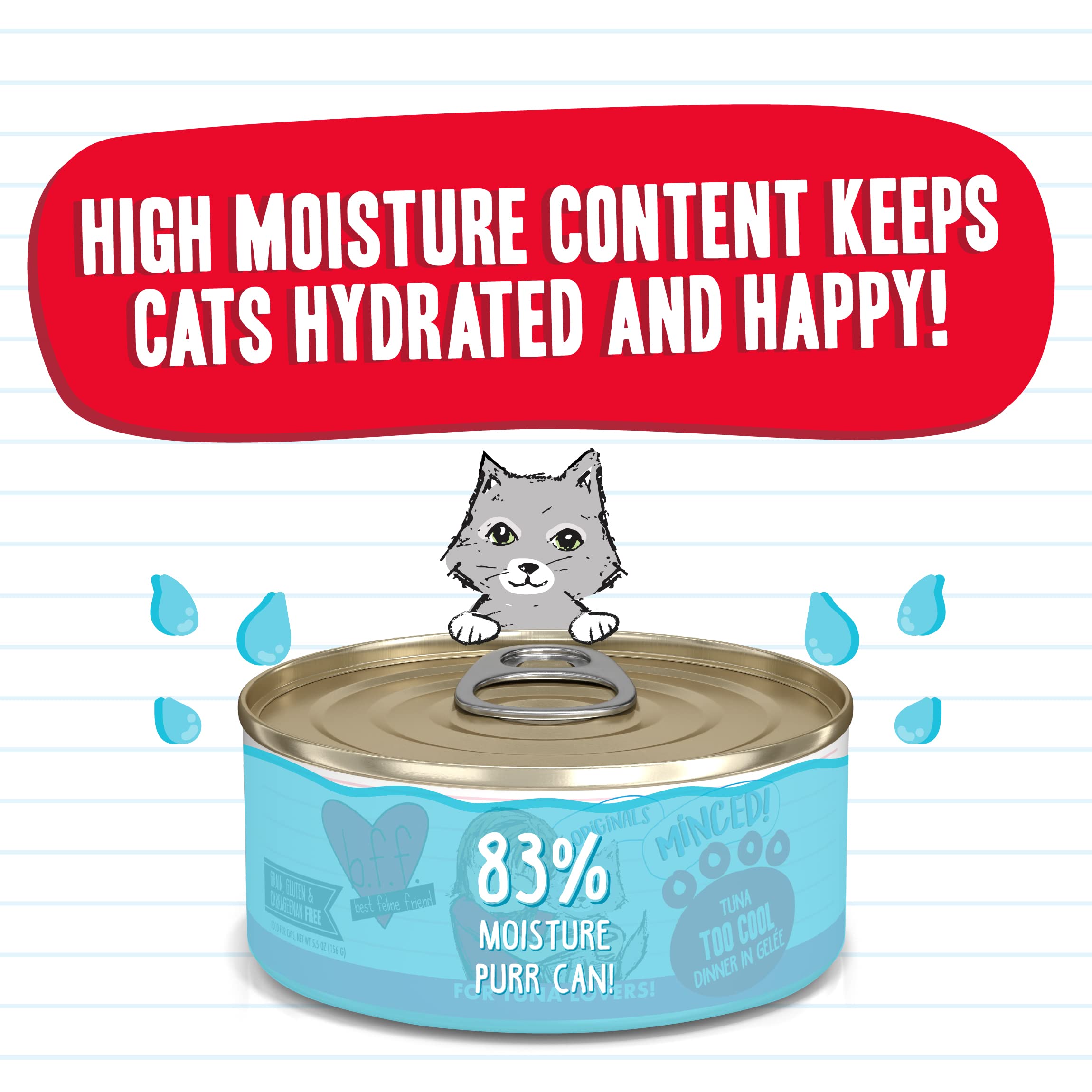 Weruva Best Feline Friend (B.F.F.) Tuna Too Cool with Red Meat Tuna in Gel  e Cat Food, 5.5oz Can (Pack of 24)