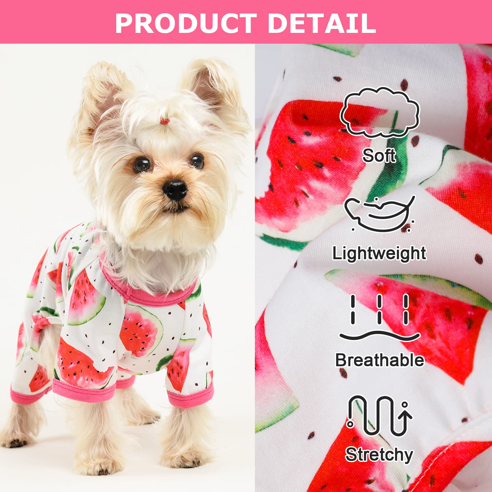 Dog Pajamas Pjs Summer Extra Small Dog Clothes for Small Dogs Girl - Boy, Soft Stretchy Puppy Chihuahua Teacup Clothes - Yorkie