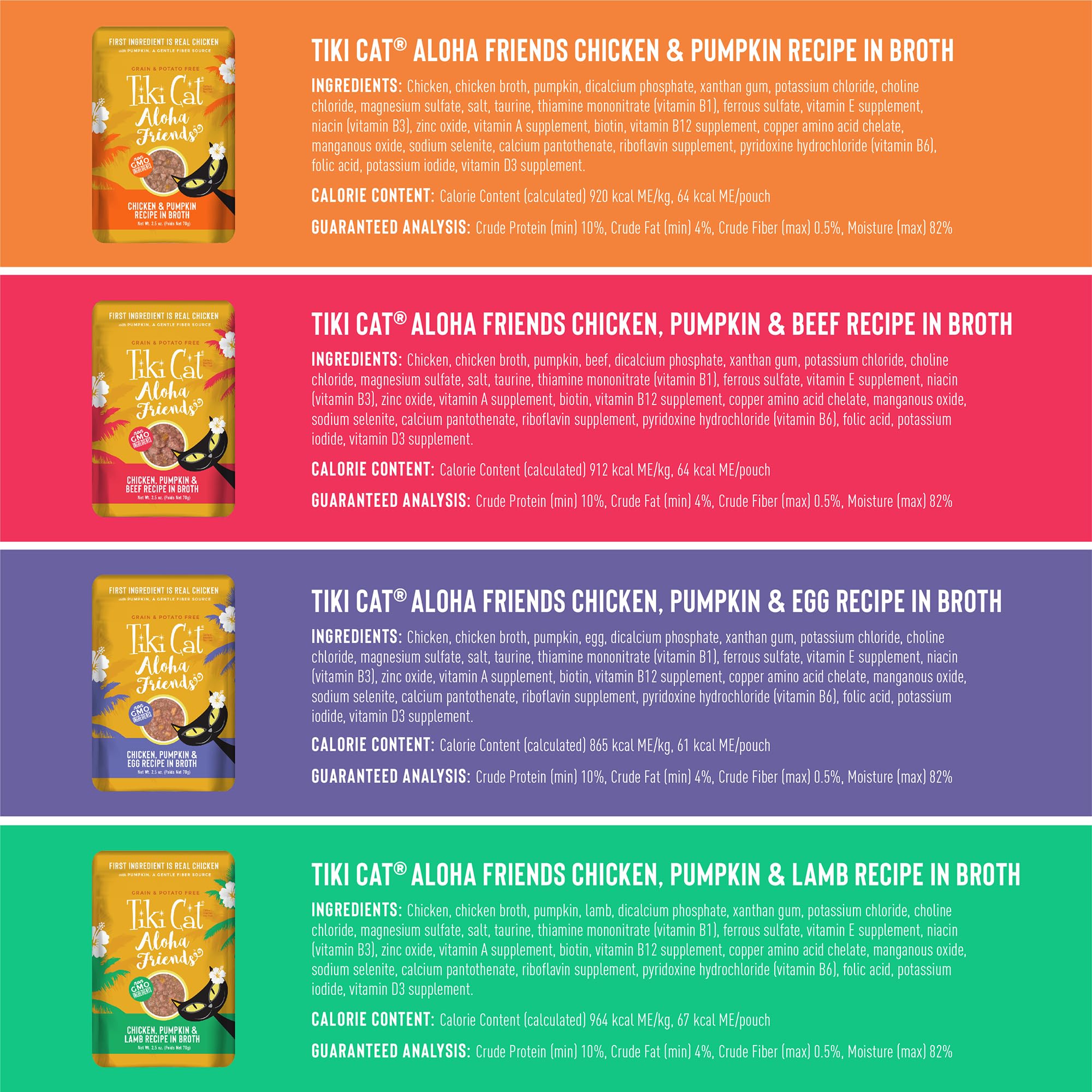 Tiki Cat Aloha Friends Variety Pack, Meaty Flavors Mixed with Pumpkin, Wet, High-Protein & High-Moisture Cat Food, For All Life