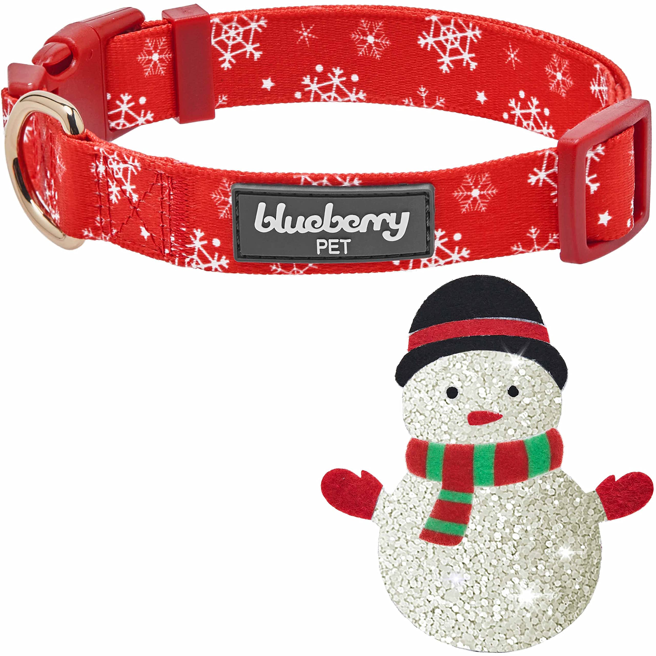 Blueberry Pet Christmas Snowflake Adjustable Dog Collar, Small, Neck 12''-16'', Festive Snowman D  Cor - Dog Collars For Small D