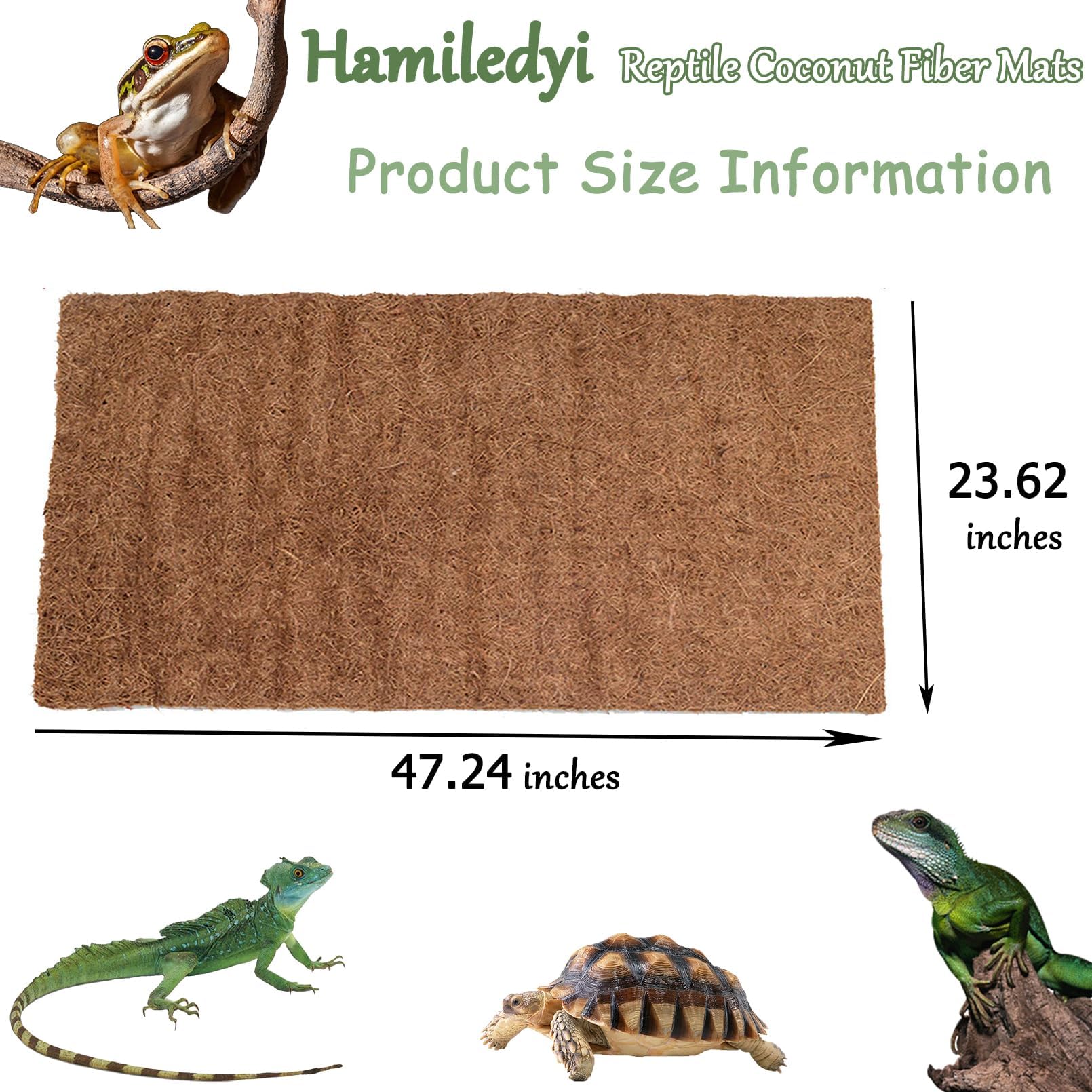 Hamiledyi Reptile Carpet Natural Coconut Fiber Tortoise Carpet Mats for Pet Terrarium Liner Reptile Supplies for Lizard Snake Ch