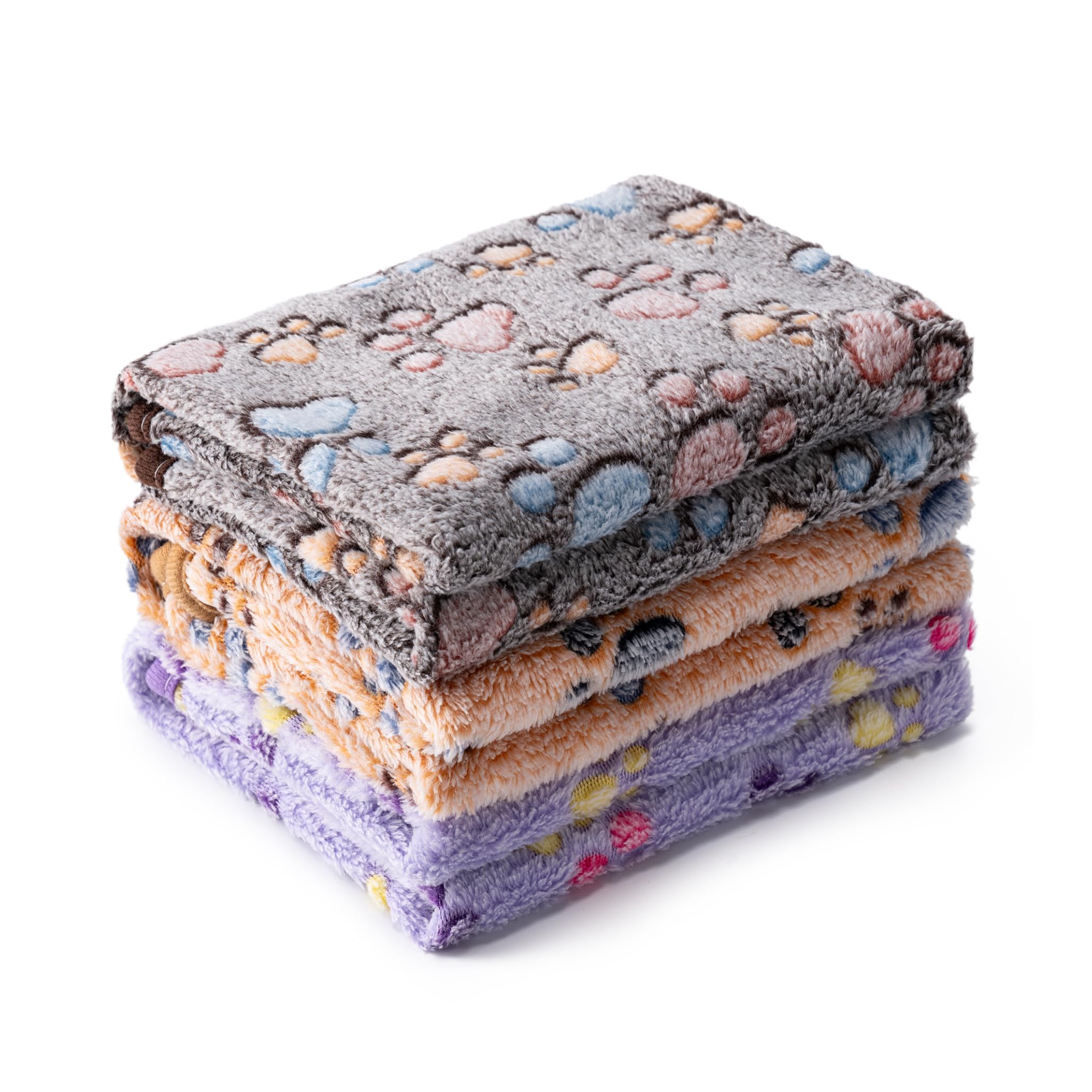 1 Pack 3 Blankets Super Soft Fluffy Premium Fleece Pet Blanket Flannel Paw Printed Throw for Dog Puppy Cat (Large 41x31, Dark