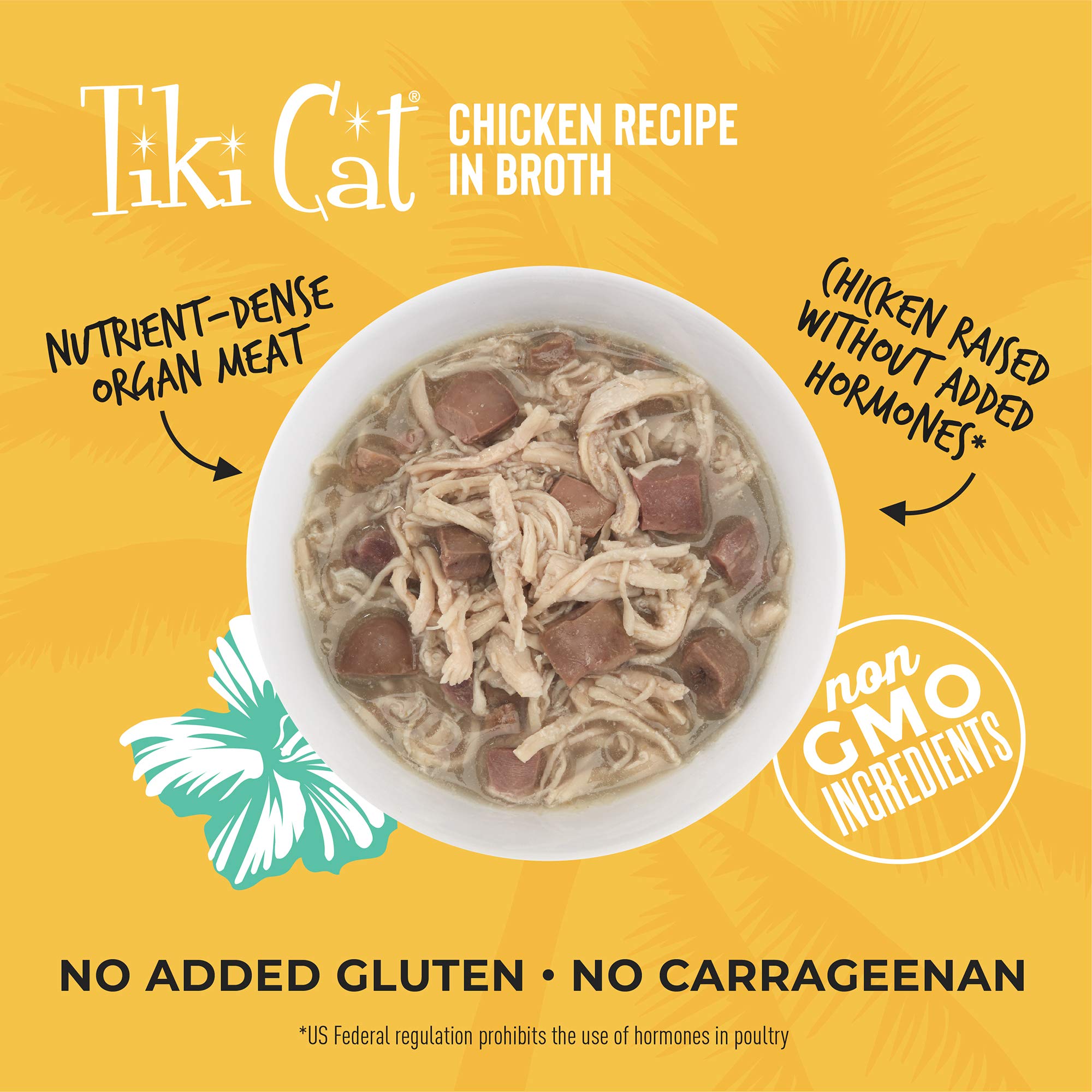 Tiki Cat After Dark, Chicken, High-Protein and 100% Non-GMO Ingredients, Wet Cat Food for Adult Cats, 5.5 oz. Cans (Pack of 8)