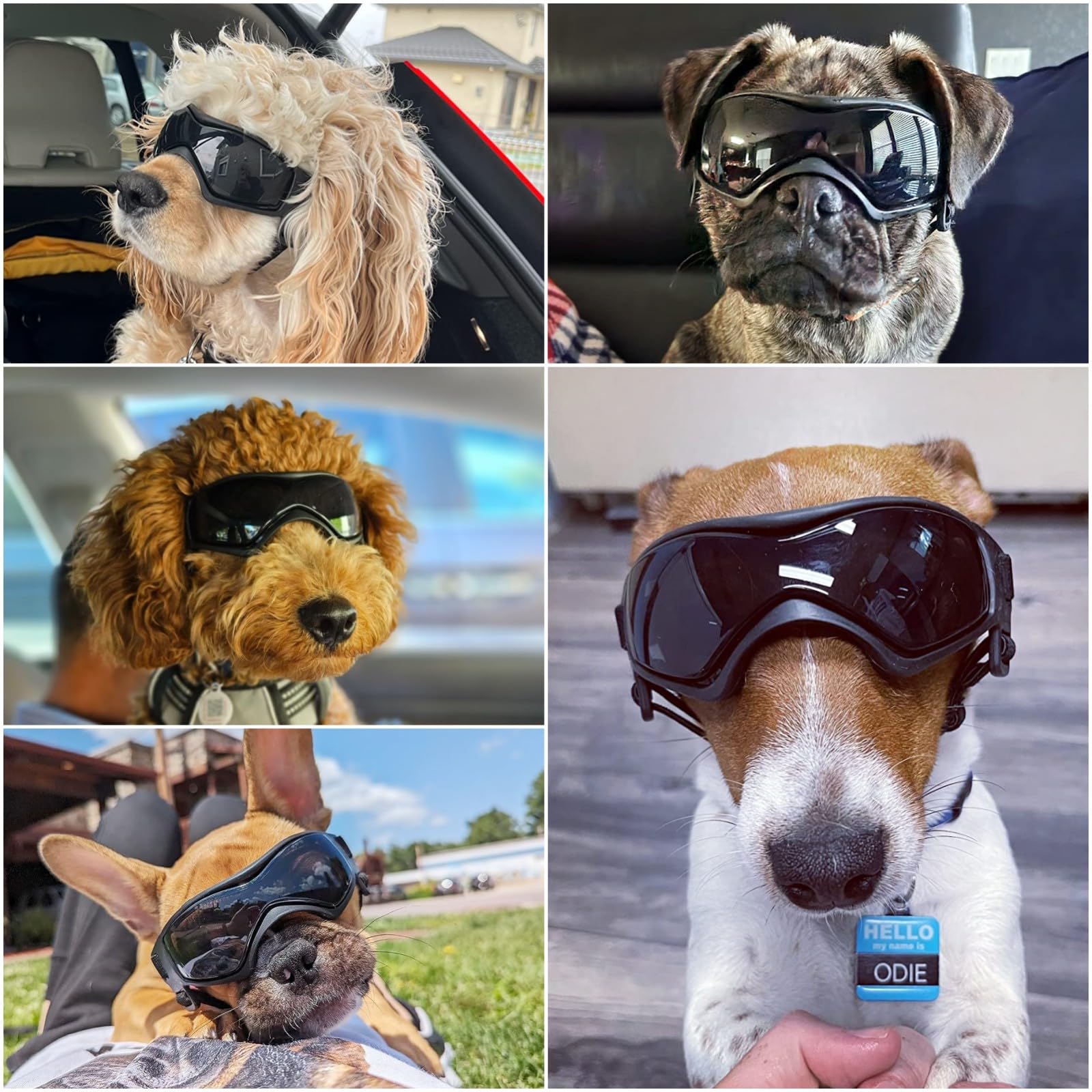 Namsan Dog Sunglasses Medium Breed, Uv Protection, Anti-Fog Dog Goggles For Small To Medium Dogs, Summer Windproof Dog Eye Protection, Winter Snow Eyewear, Easy Put-On/Adjustable, Cool Black