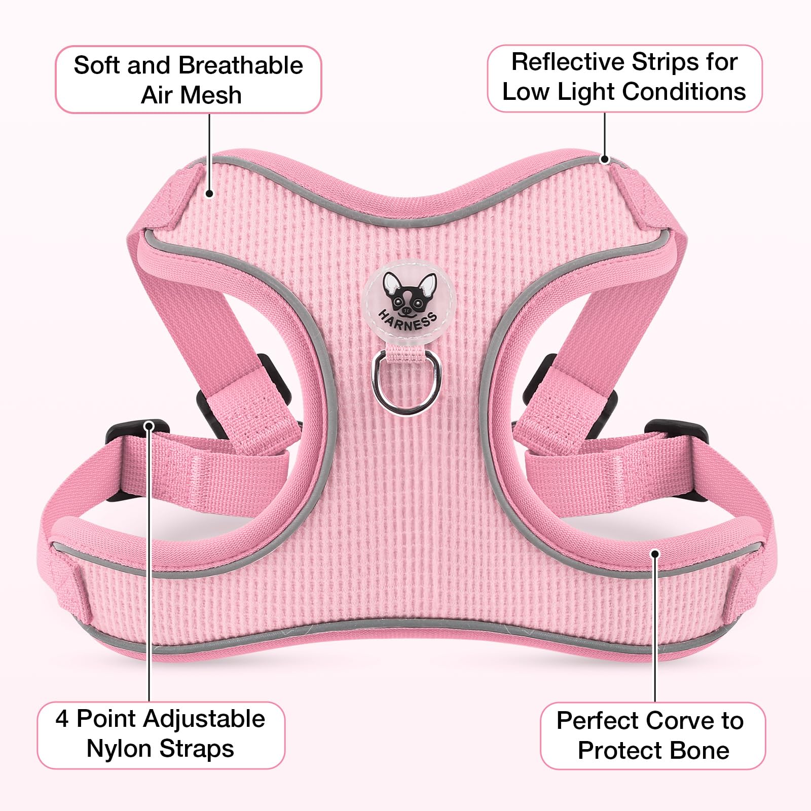 Dog Harness And Leash Set,4 Point Adjustable Reflective Dog Vest Harness,No Pull Harness-Leash For Small Medium Large Sized Dogs