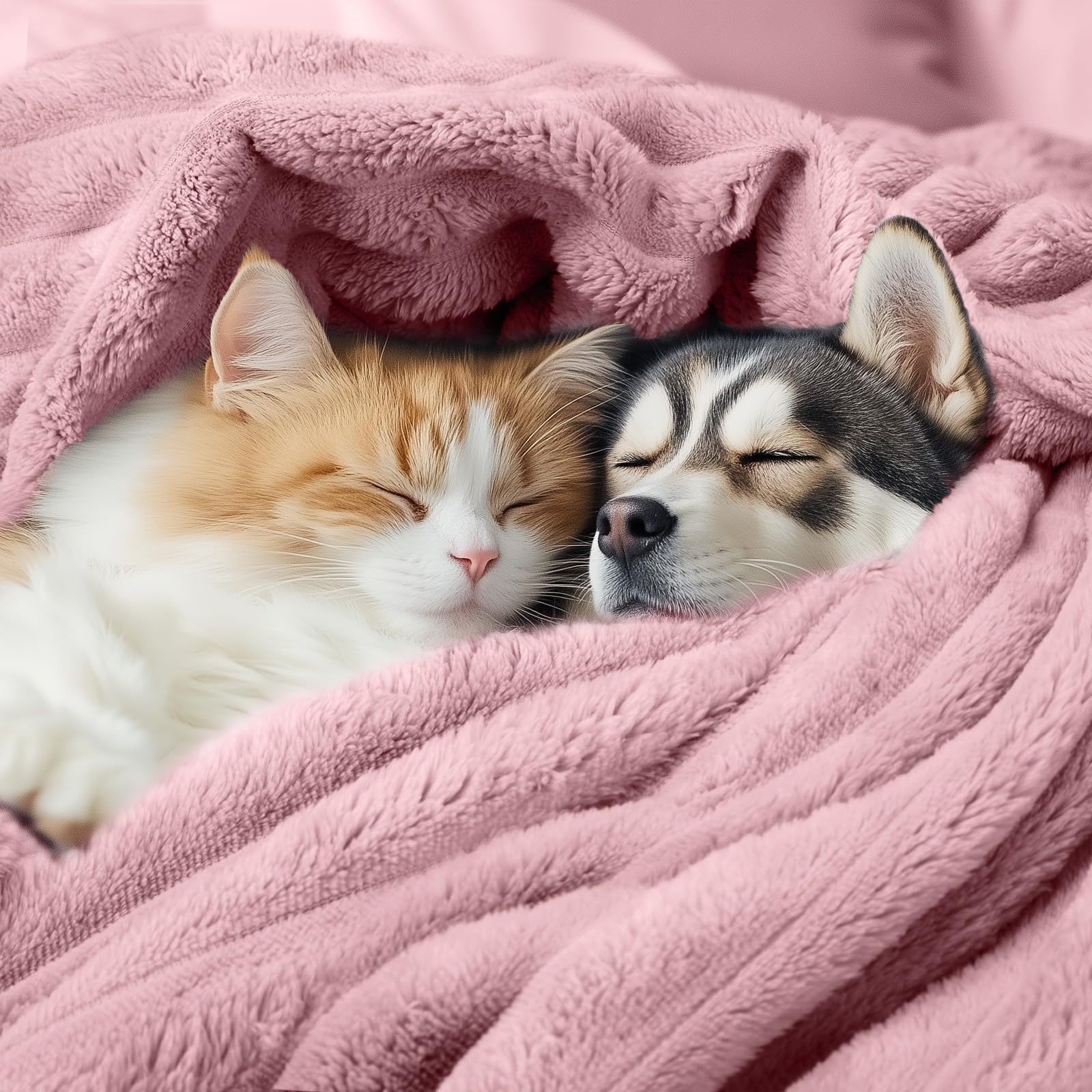 Linenlux 1 Pack 3 Soft Fleece Dog Blanket For Pet Washable Warm Cat Puppy Fluffy Calming Flannel Pink Medium