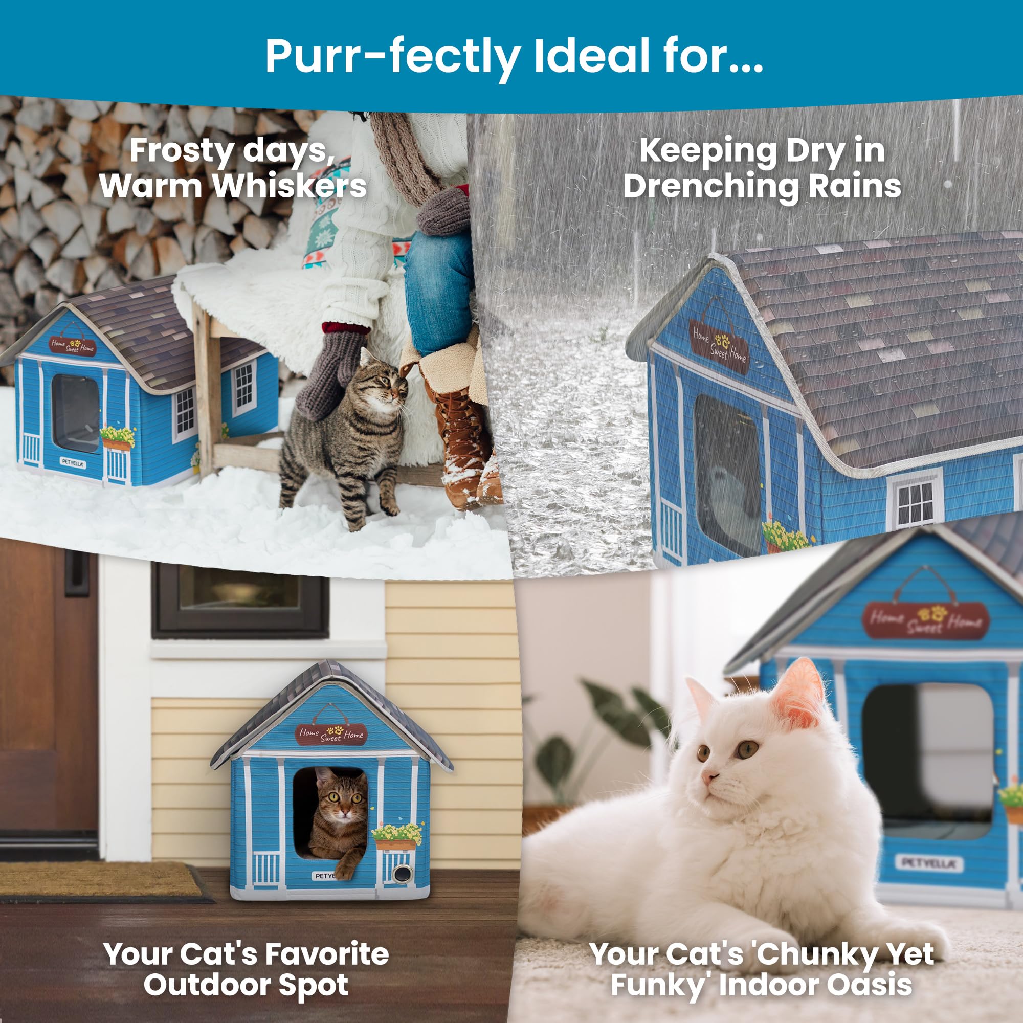 Heated Cat House for Outside - Heated Outdoor Cat House Weatherproof - Cat Houses for Outdoor Cats - Outdoor Heated Cat House -