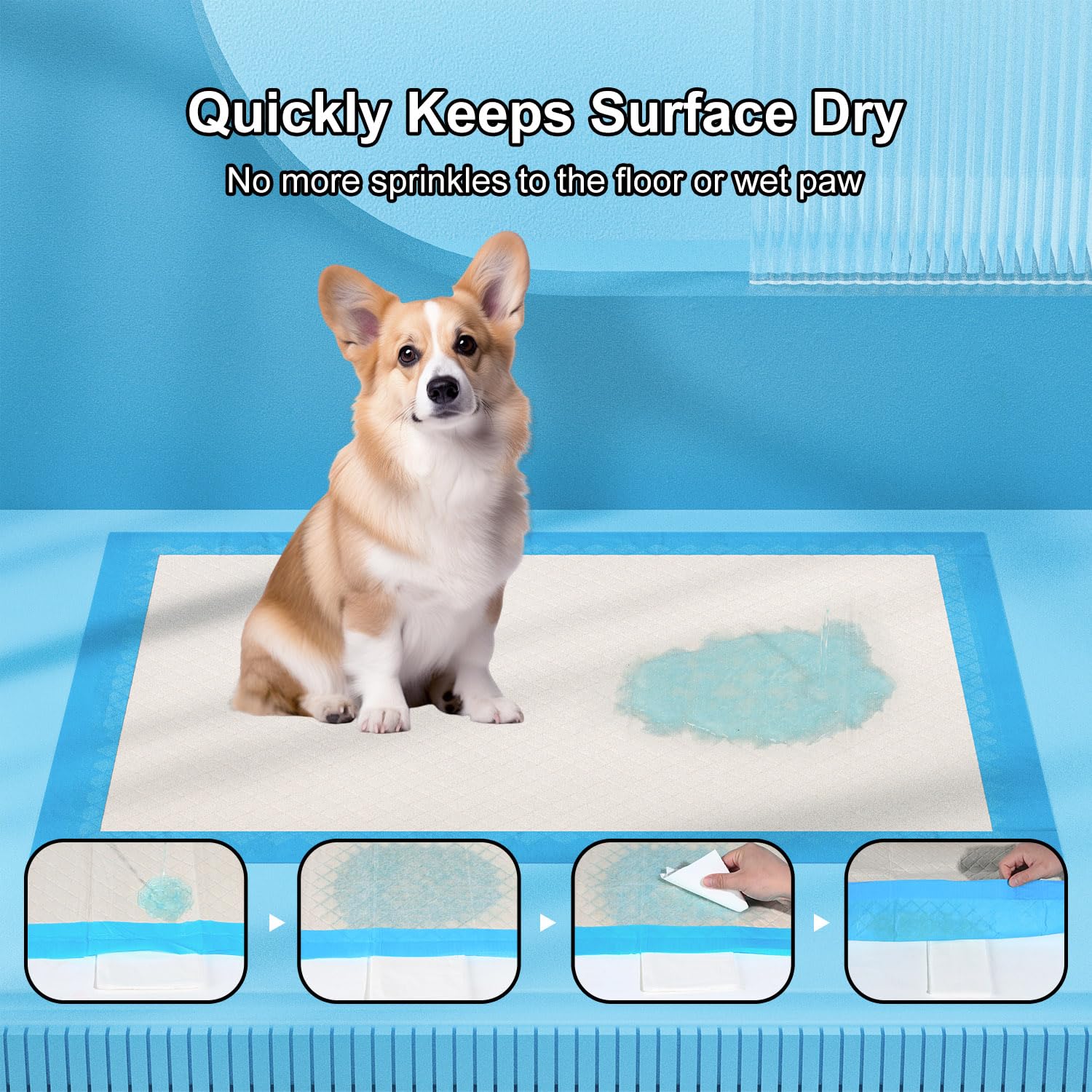 Gardner Pet Extra Large Blue Dog Pee Pads, Leak-Proof, 28"x34", 50 Ct, Recycled Material, Odor-Control Training Pads
