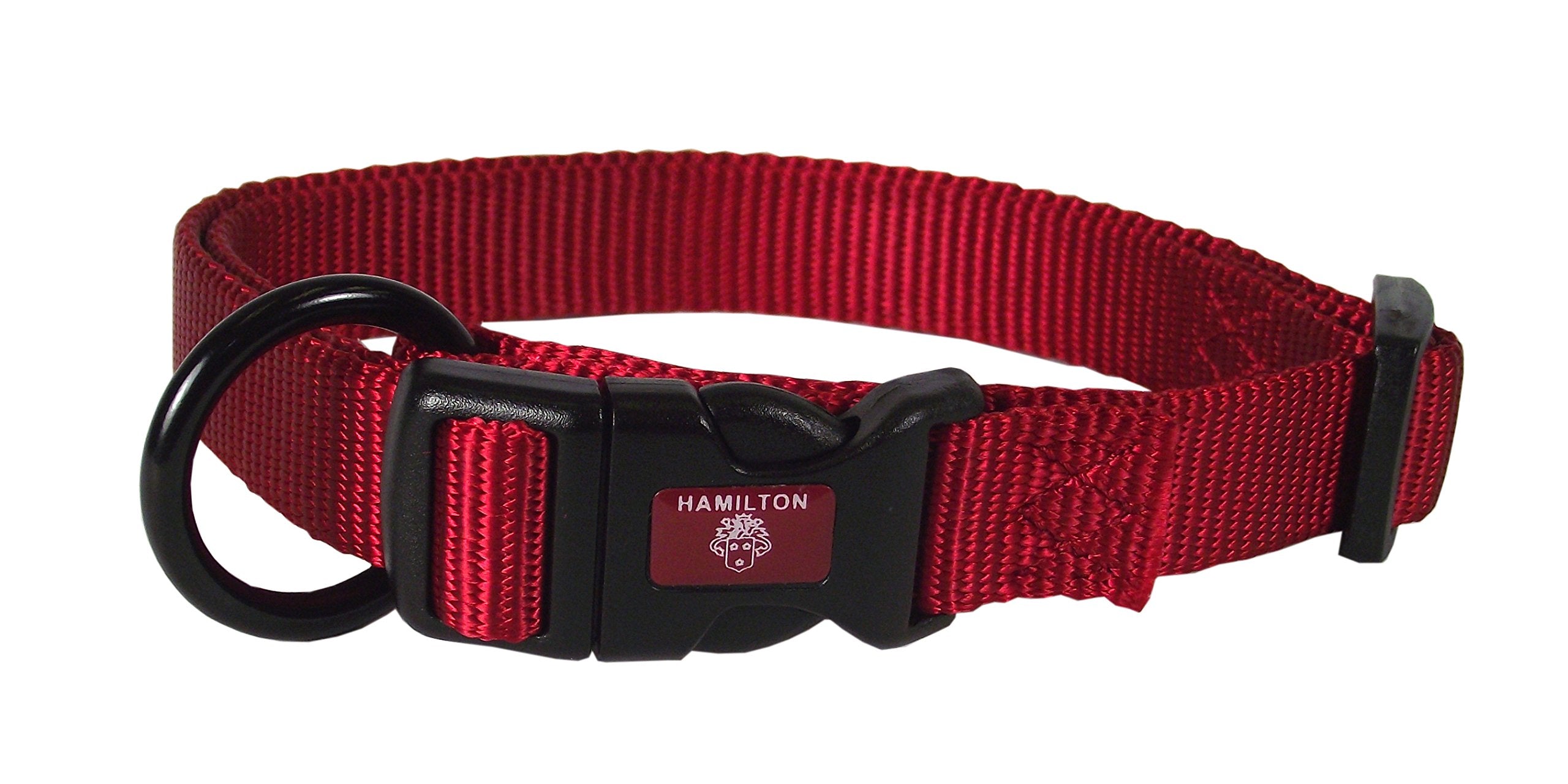 Hamilton Adjustable Nylon Dog Collar, Red, 3/4' X 16-22'