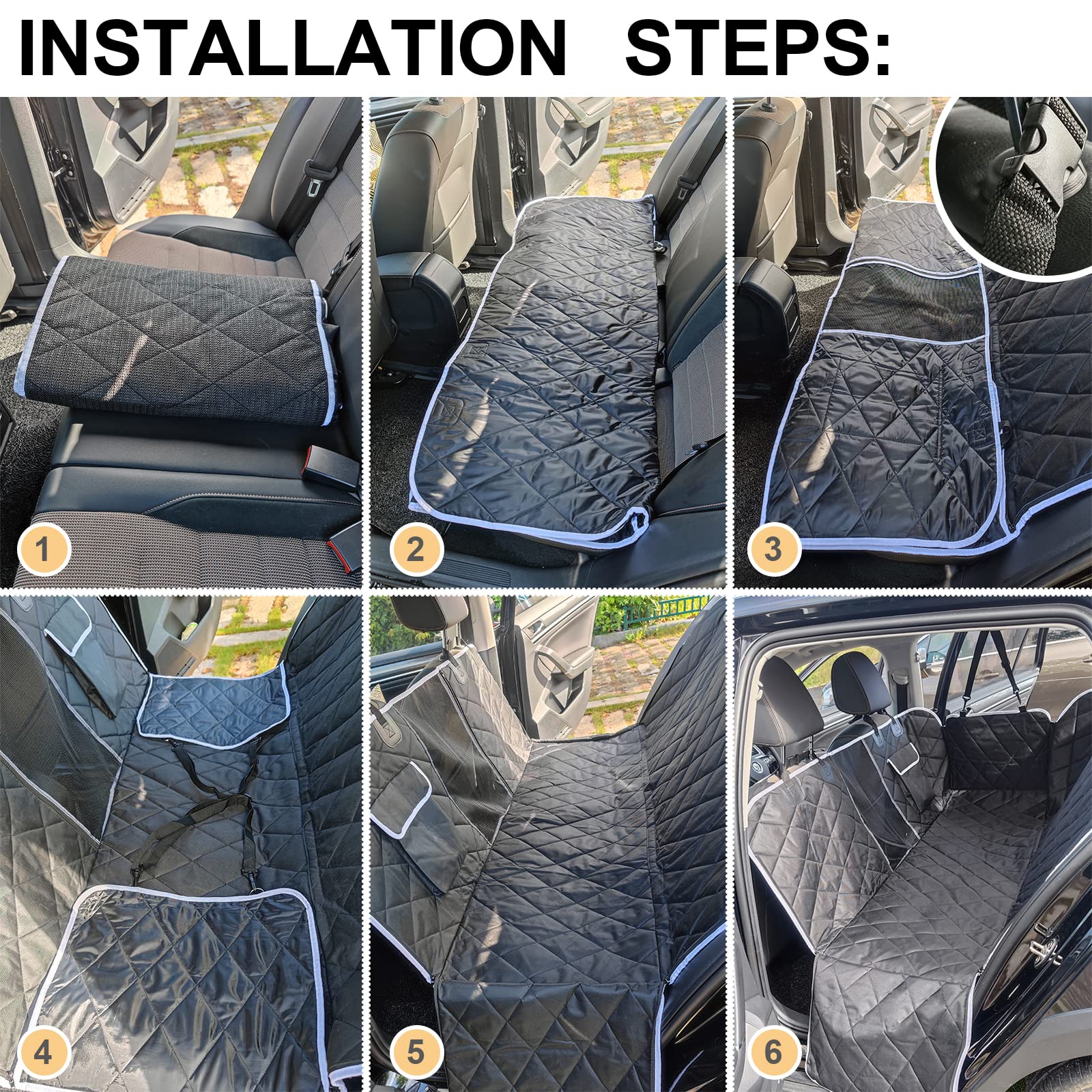 Auldey Dog Car Seat Cover,Waterproof With Mesh Window And Storage Pocket,Durable Scratchproof Nonslip Dog Car Hammock With Universal Size Fits For Cars/Trucks/Suv