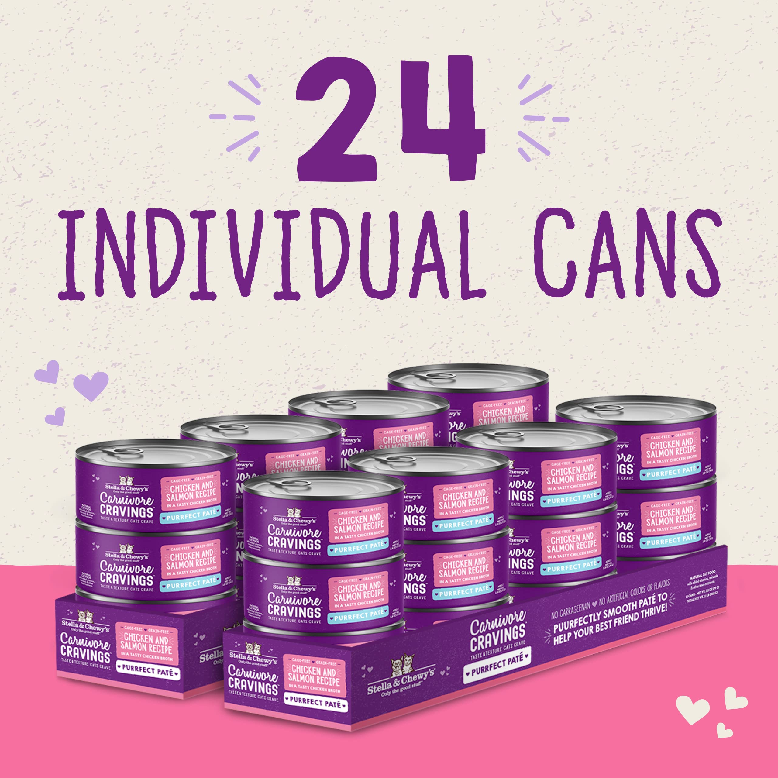 Stella & Chewy s Carnivore Cravings Purrfect Pate Cans - Grain Free, Protein Rich Wet Cat Food - Chicken & Salmon Recipe - (5.2
