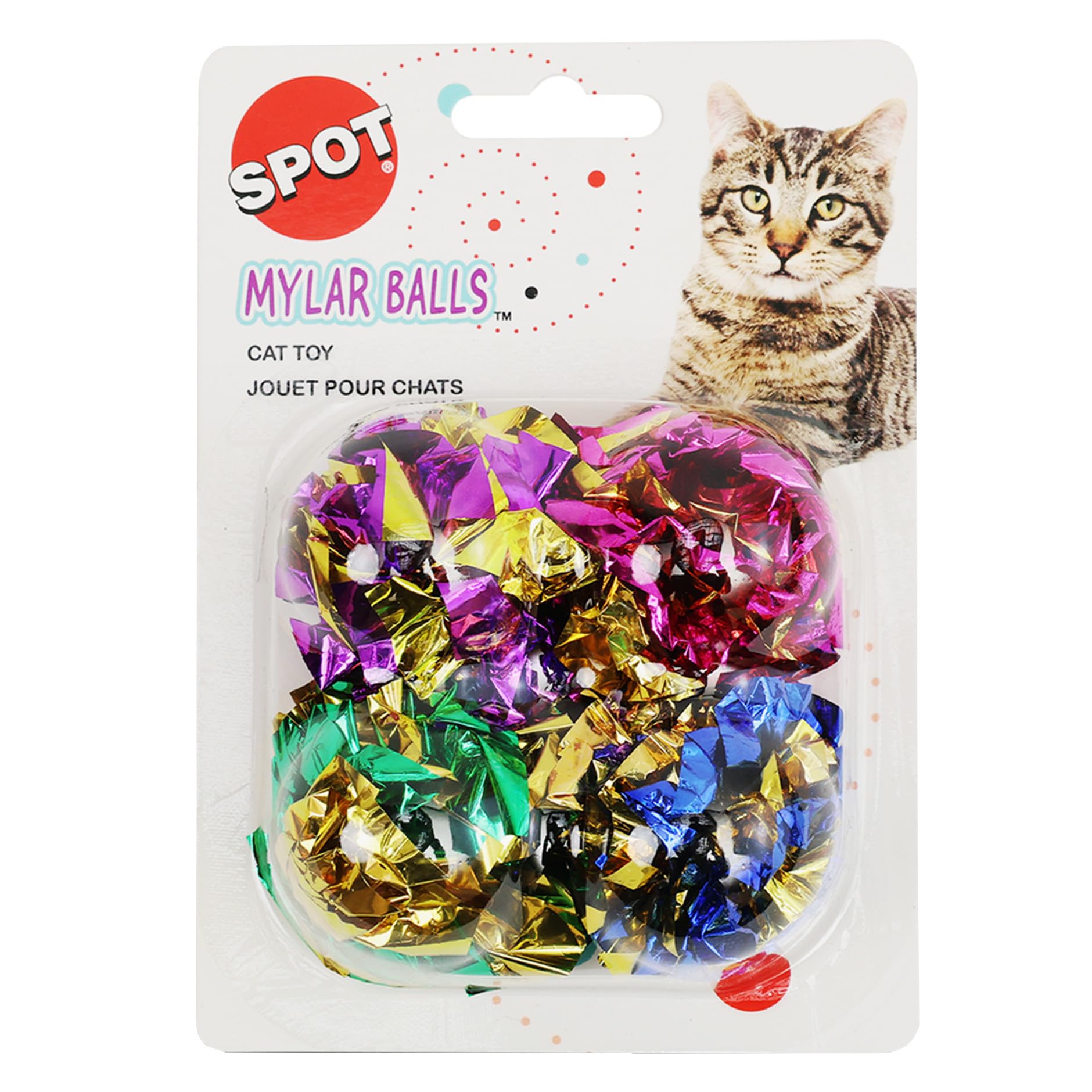 Spot Mylar Balls Cat Toys - Fun, Crinkly Balls Are Perfect For Swatting And Batting, Shiny And Colorful Toys To Entertain Cats And Kittens - Pack Of Four 1.5' Balls, Assorted Colors