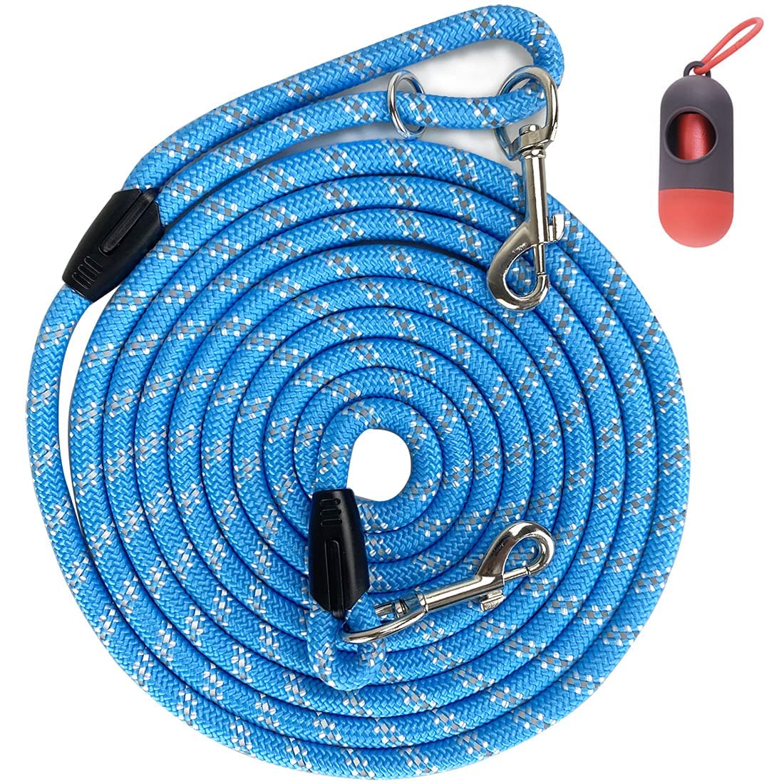 Codepets Long Rope Dog Leash For Dog Training 12Ft 20Ft 30Ft 50Ft, Reflective Threads Dog Cat Leashes Tie-Out Check Cord Recall Training Agility Lead For Large Medium Small Dogs (Blue), 10Mmx50Ft